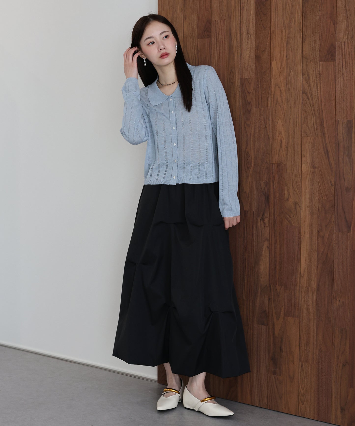 【早割5％OFF】シアーポロニットカーディガン【ネコポス】