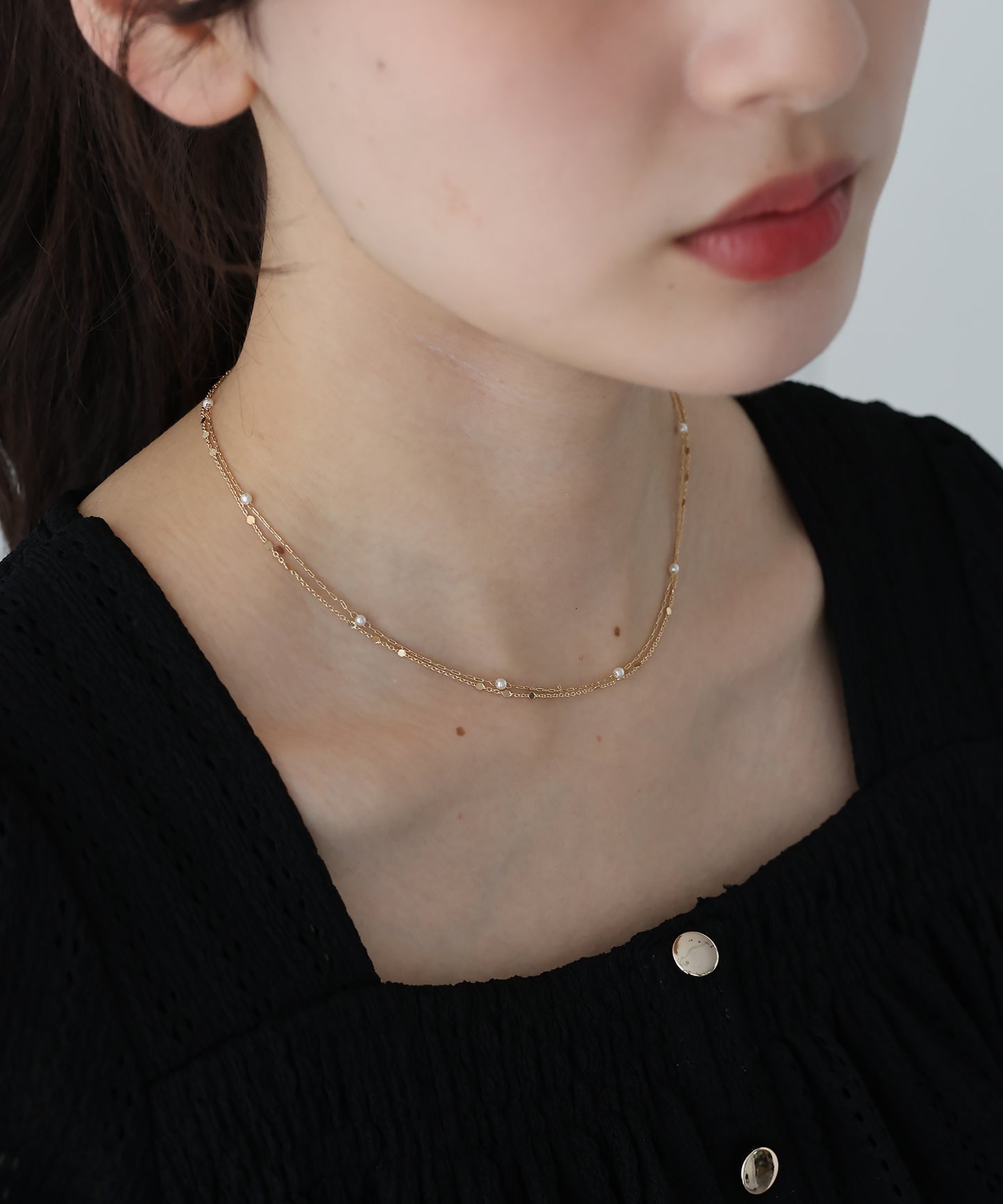 【新商品限定5％OFF（木）】2連ステーションネックレス / ニッケルフリー【ネコポス】