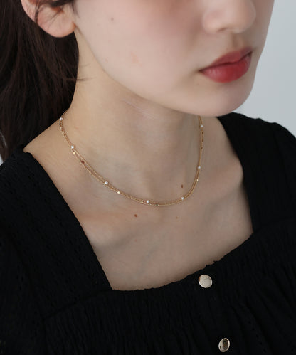 【新商品限定5％OFF（木）】2連ステーションネックレス / ニッケルフリー【ネコポス】