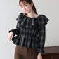 【早割5％OFF】《2サイズ展開》チェックオフショルダーブラウス【メール便】