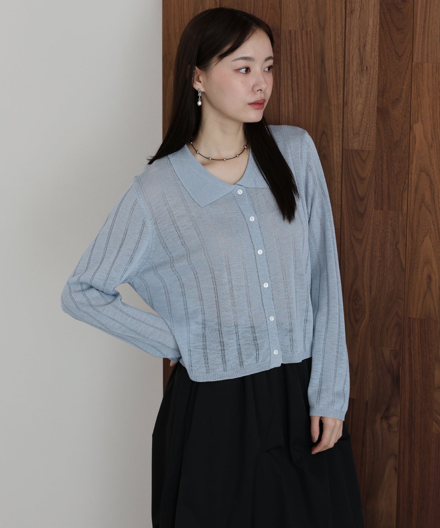 【早割5％OFF】シアーポロニットカーディガン【ネコポス】