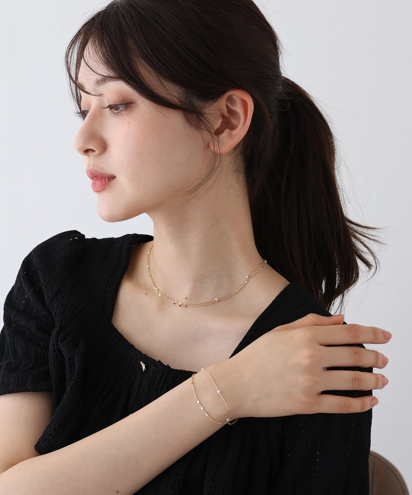 【新商品限定5％OFF（木）】2連ステーションネックレス / ニッケルフリー【ネコポス】