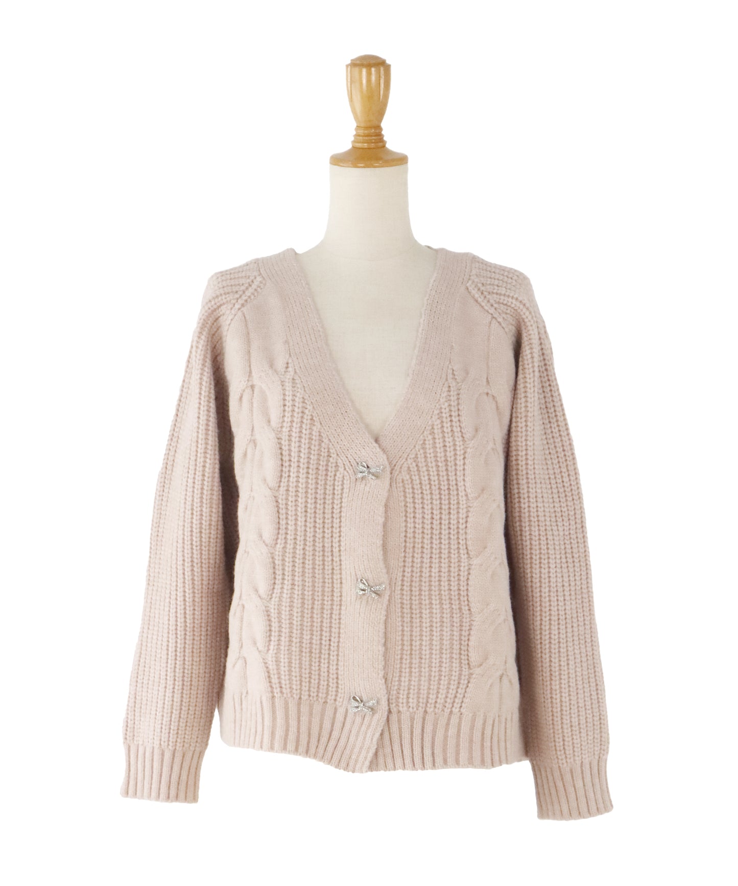 ビジューリボンボタンカーディガン