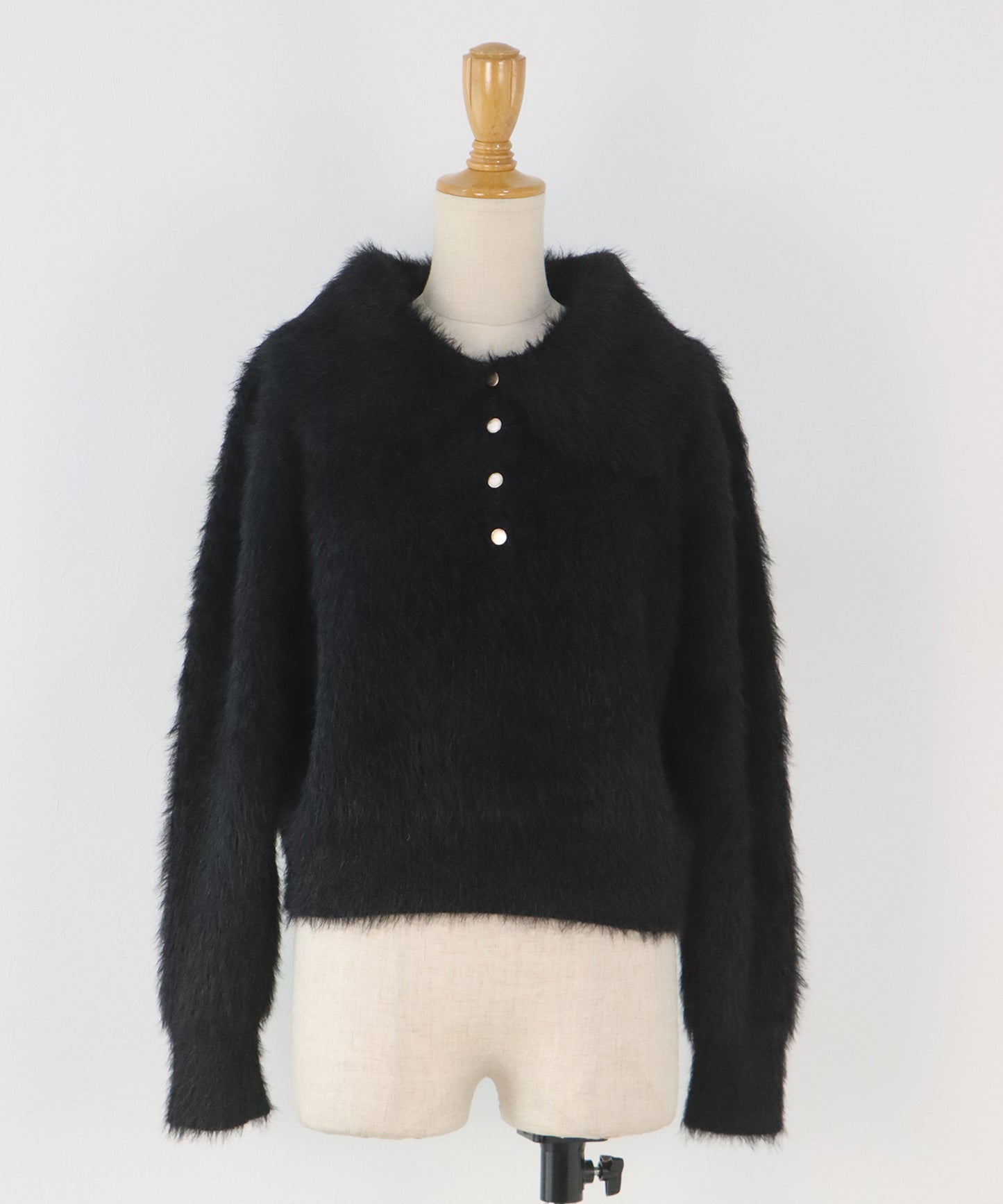 【早割5％OFF】シャギーポロ襟カーディガン