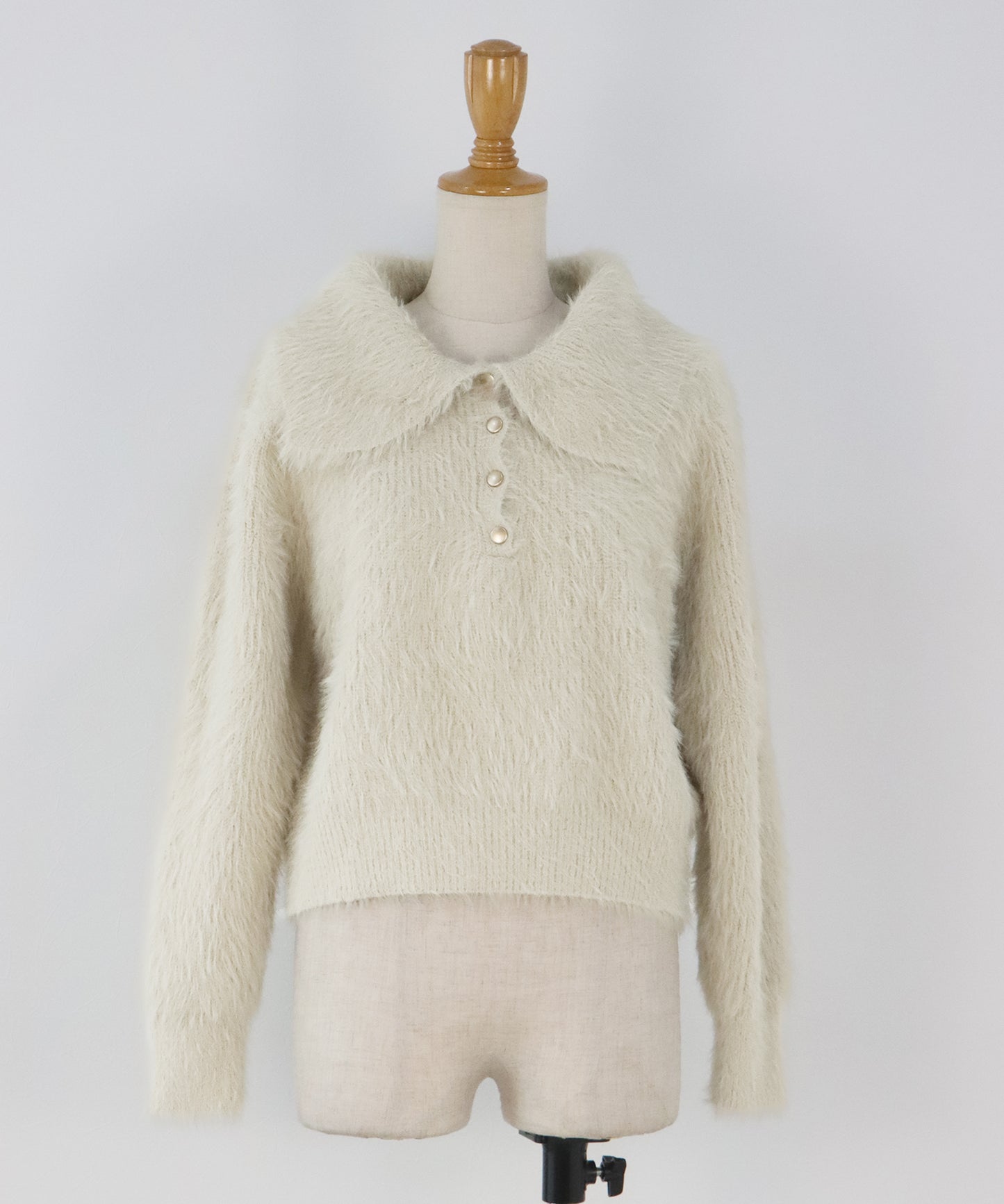 【早割5％OFF】シャギーポロ襟カーディガン