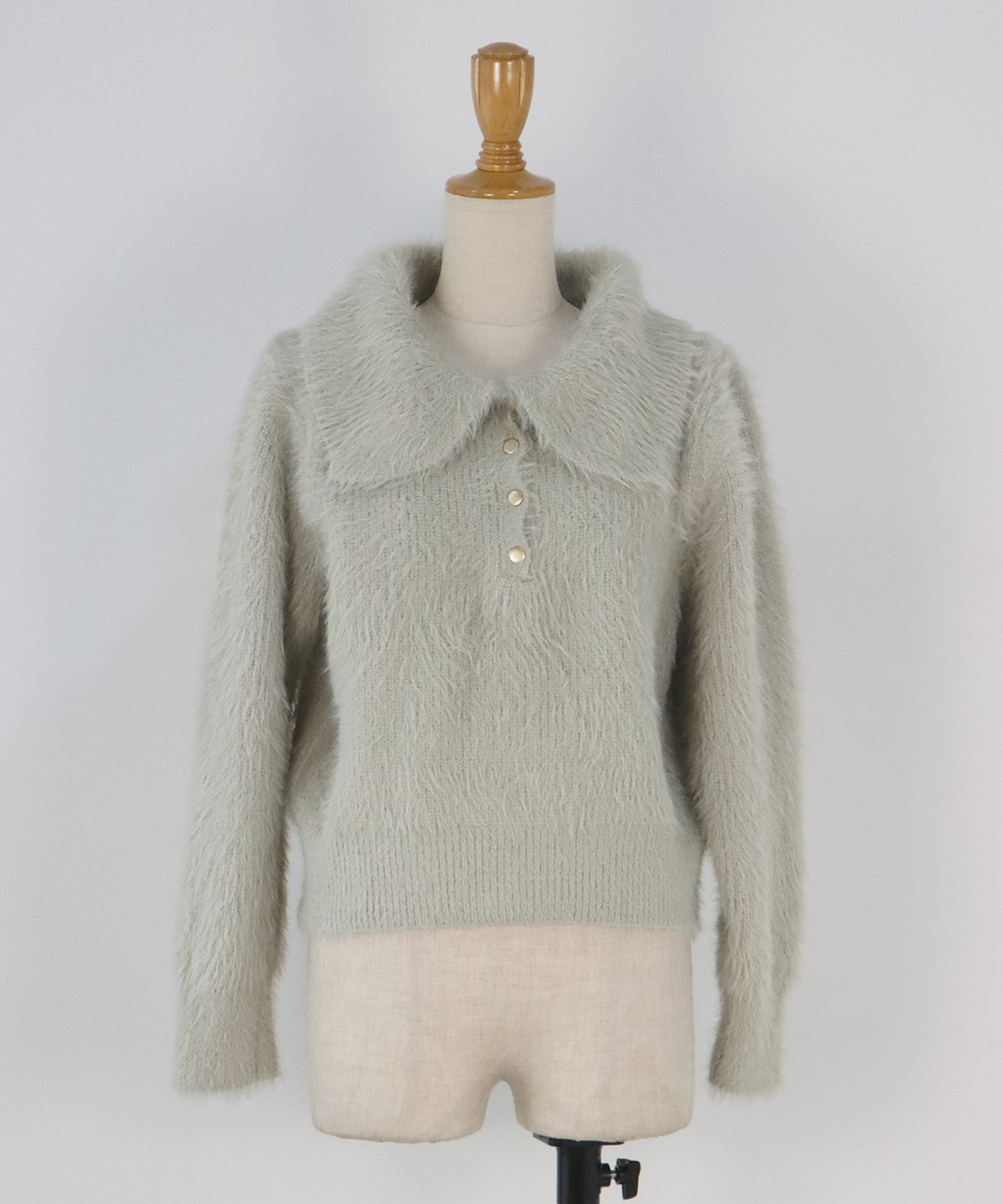 【早割5％OFF】シャギーポロ襟カーディガン