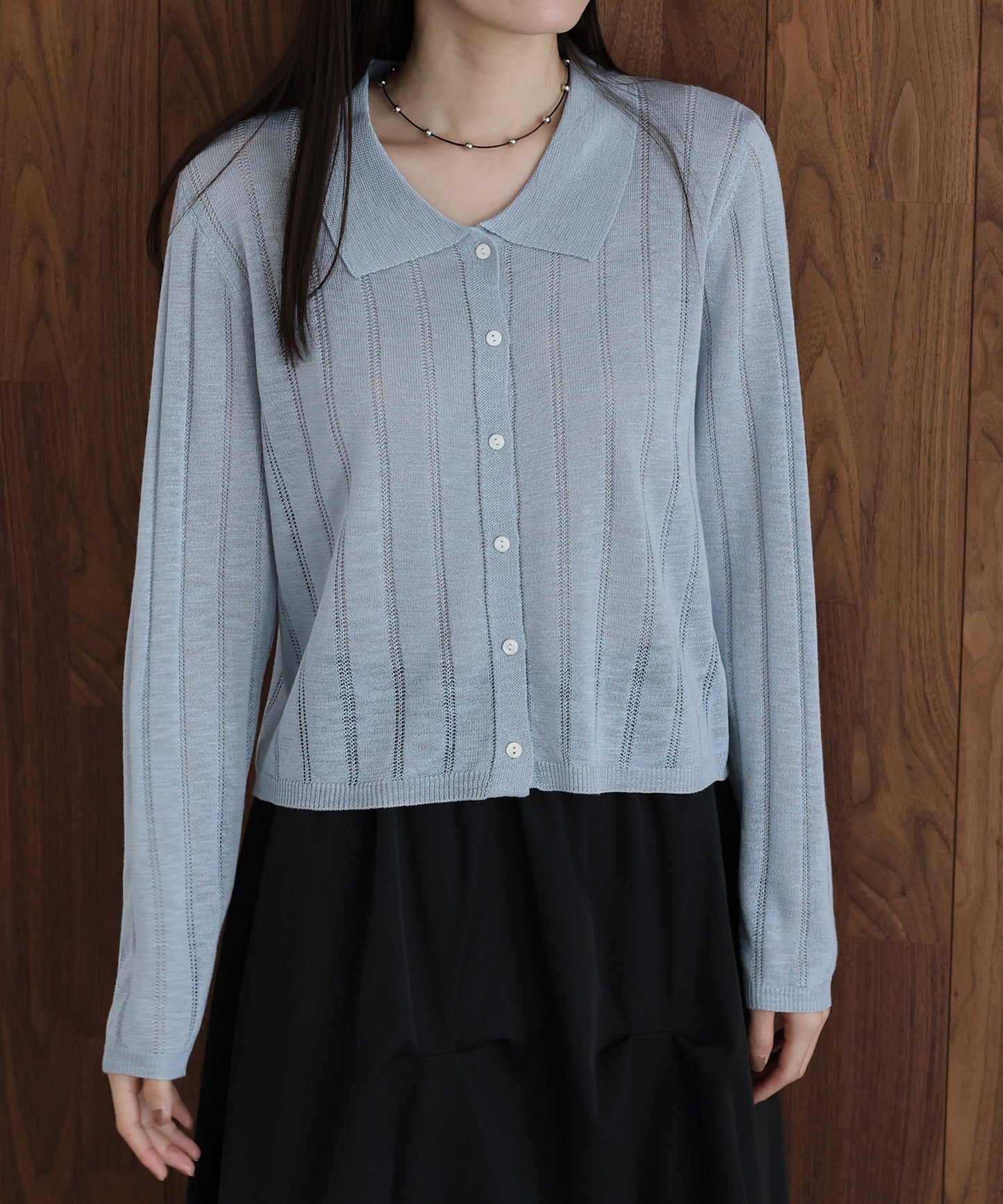 【早割5％OFF】シアーポロニットカーディガン【ネコポス】