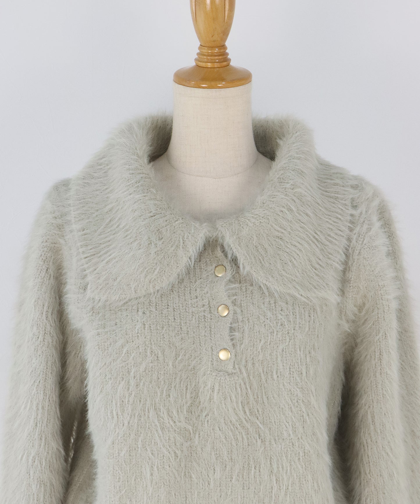 【早割5％OFF】シャギーポロ襟カーディガン