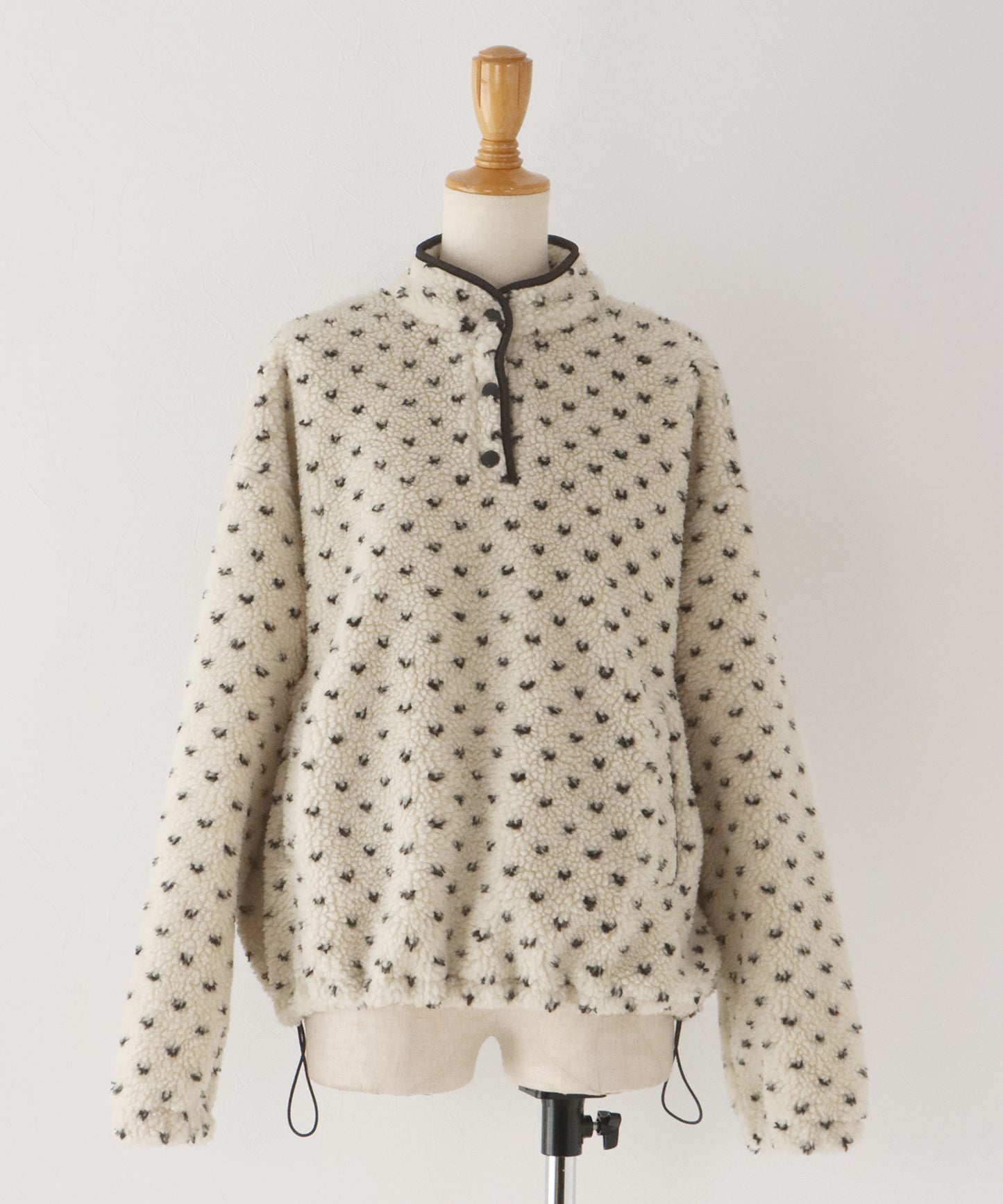 【早割5％OFF】ハート柄ボアハーフボタンプルオーバー