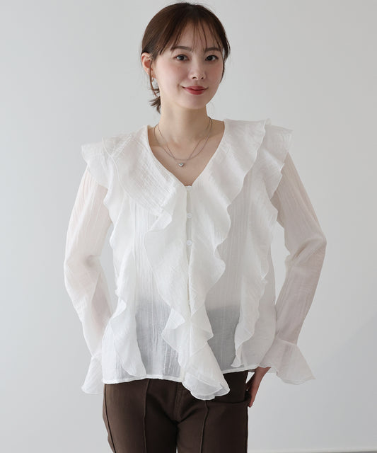 【早割5％OFF】フロントフリルブラウス【ネコポス】