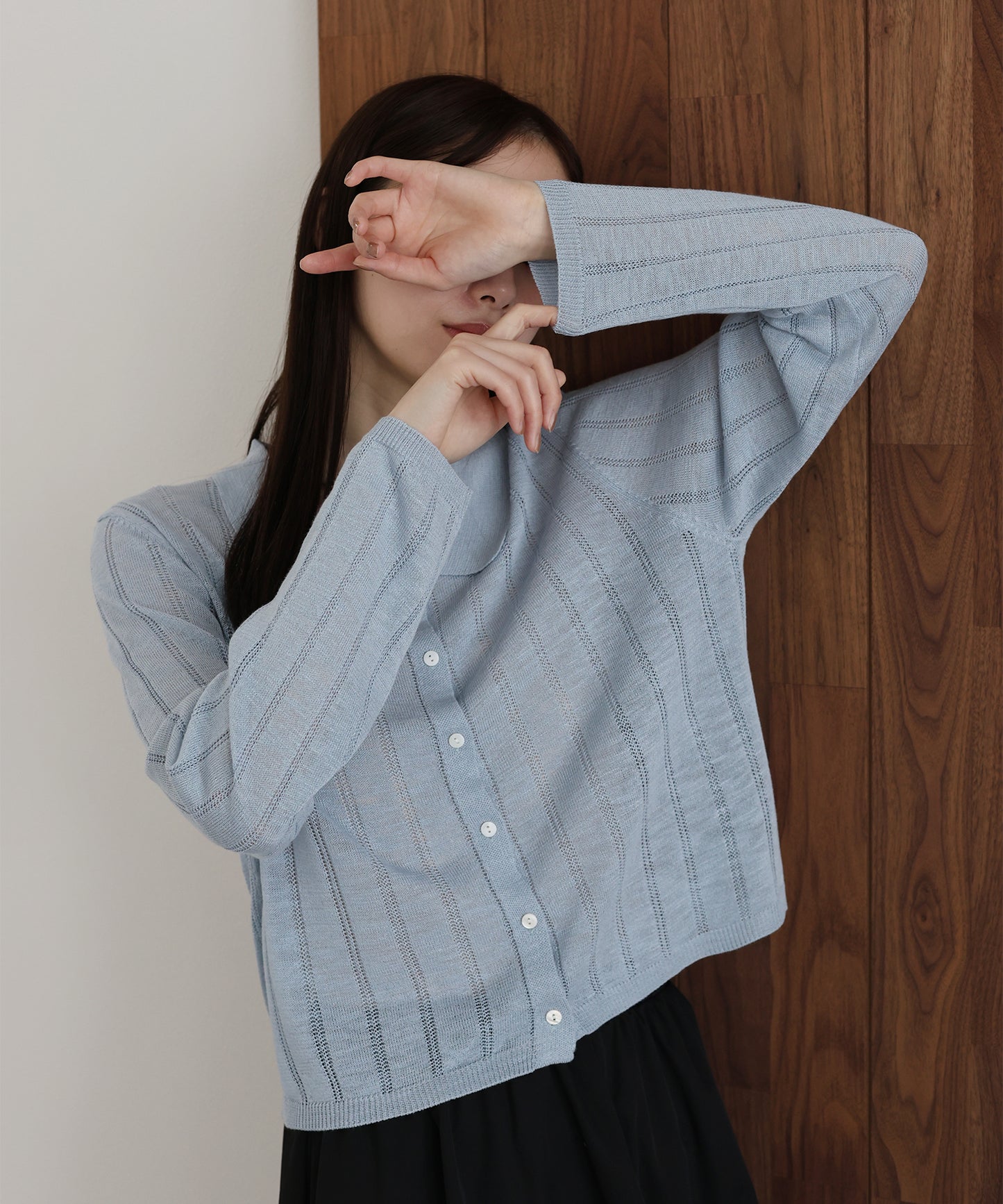 【早割5％OFF】シアーポロニットカーディガン【ネコポス】