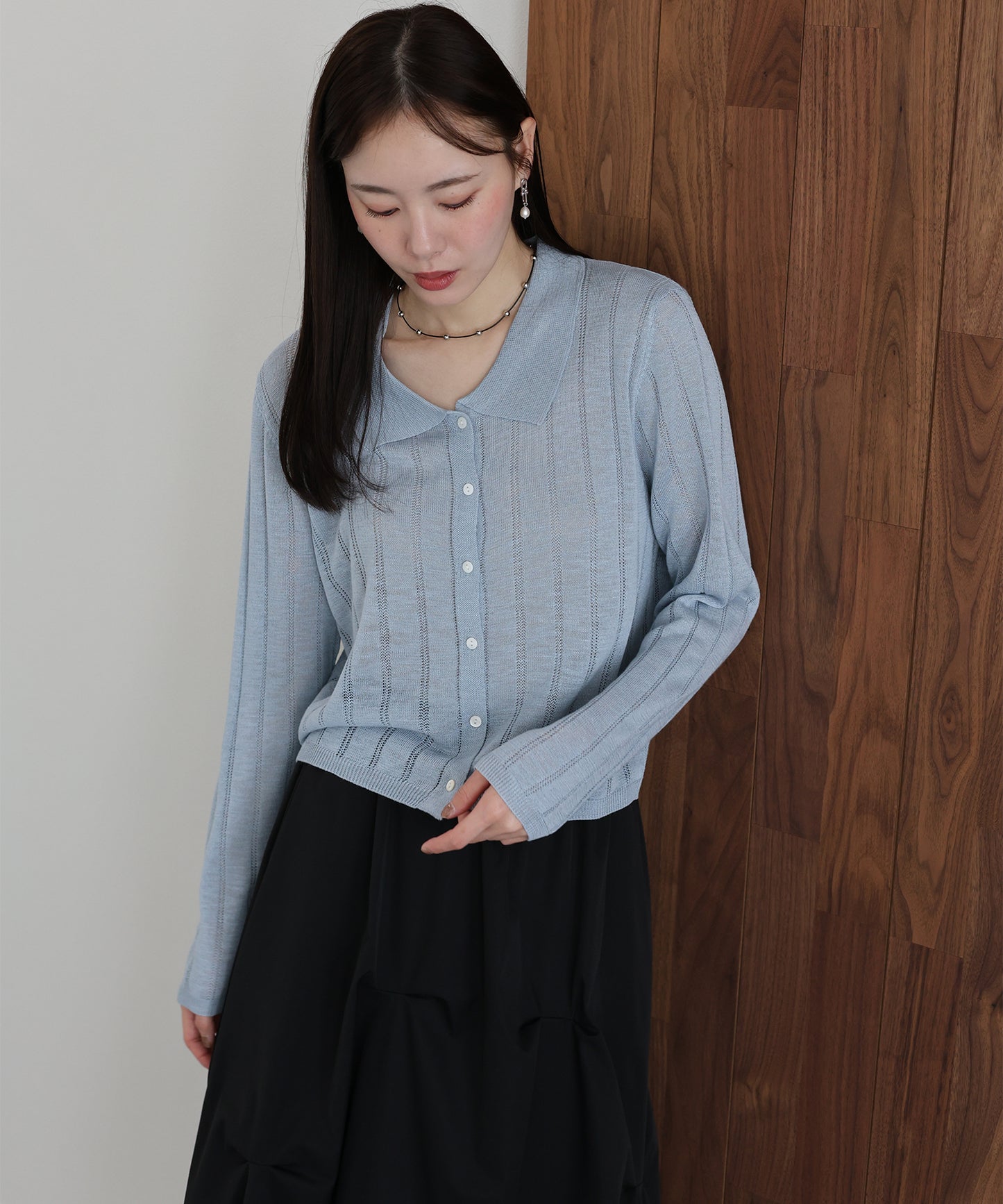 【早割5％OFF】シアーポロニットカーディガン【ネコポス】