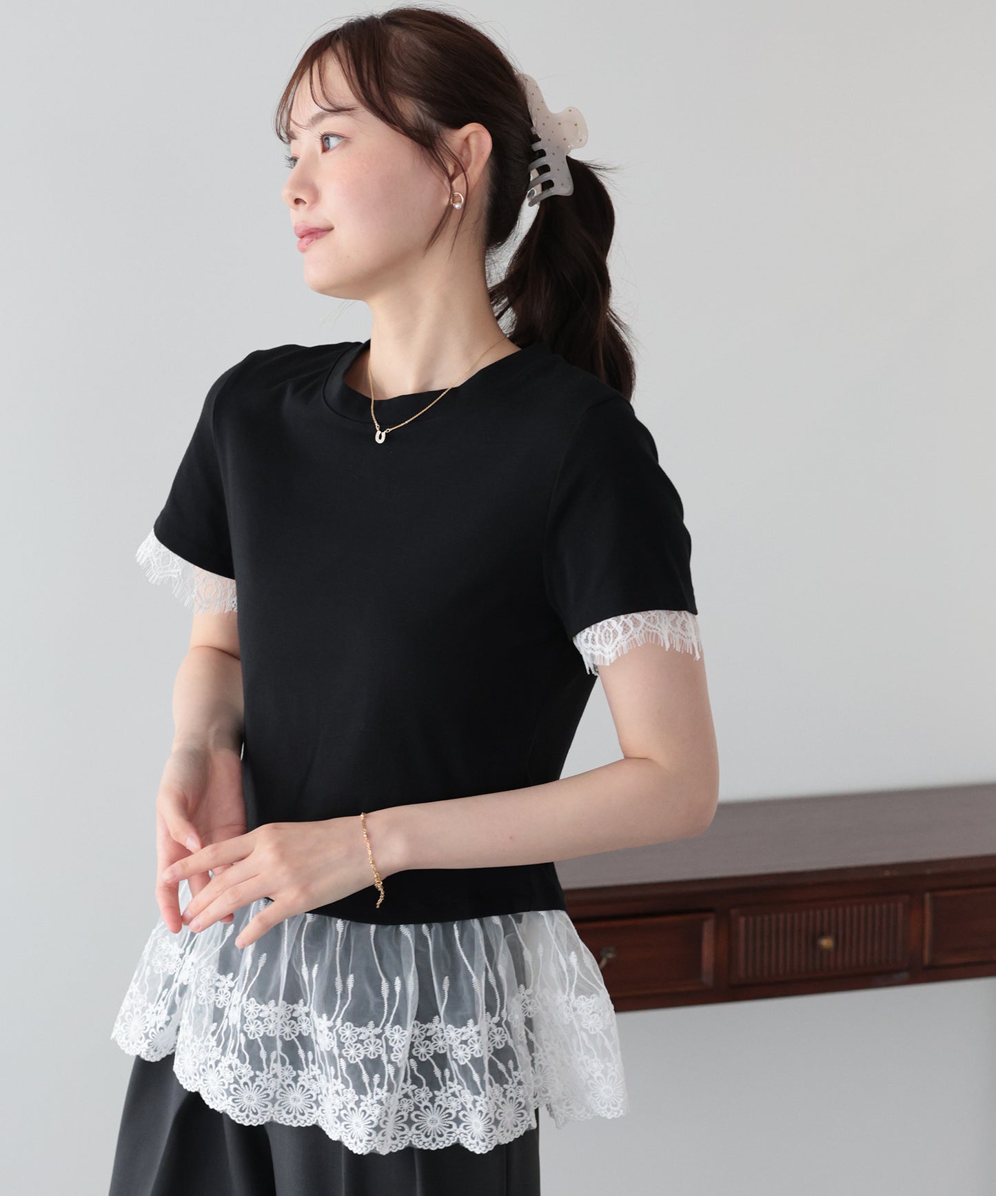 【早割5％OFF】レースドッキングＴシャツ【メール便】