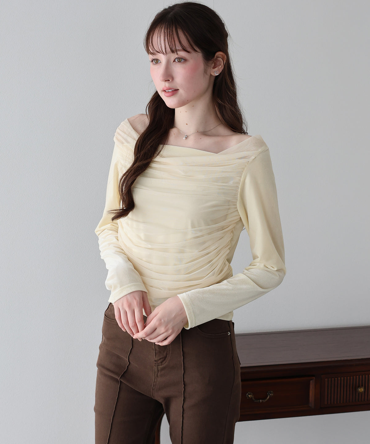 【早割5％OFF】チュールドレープベロアトップス【メール便】