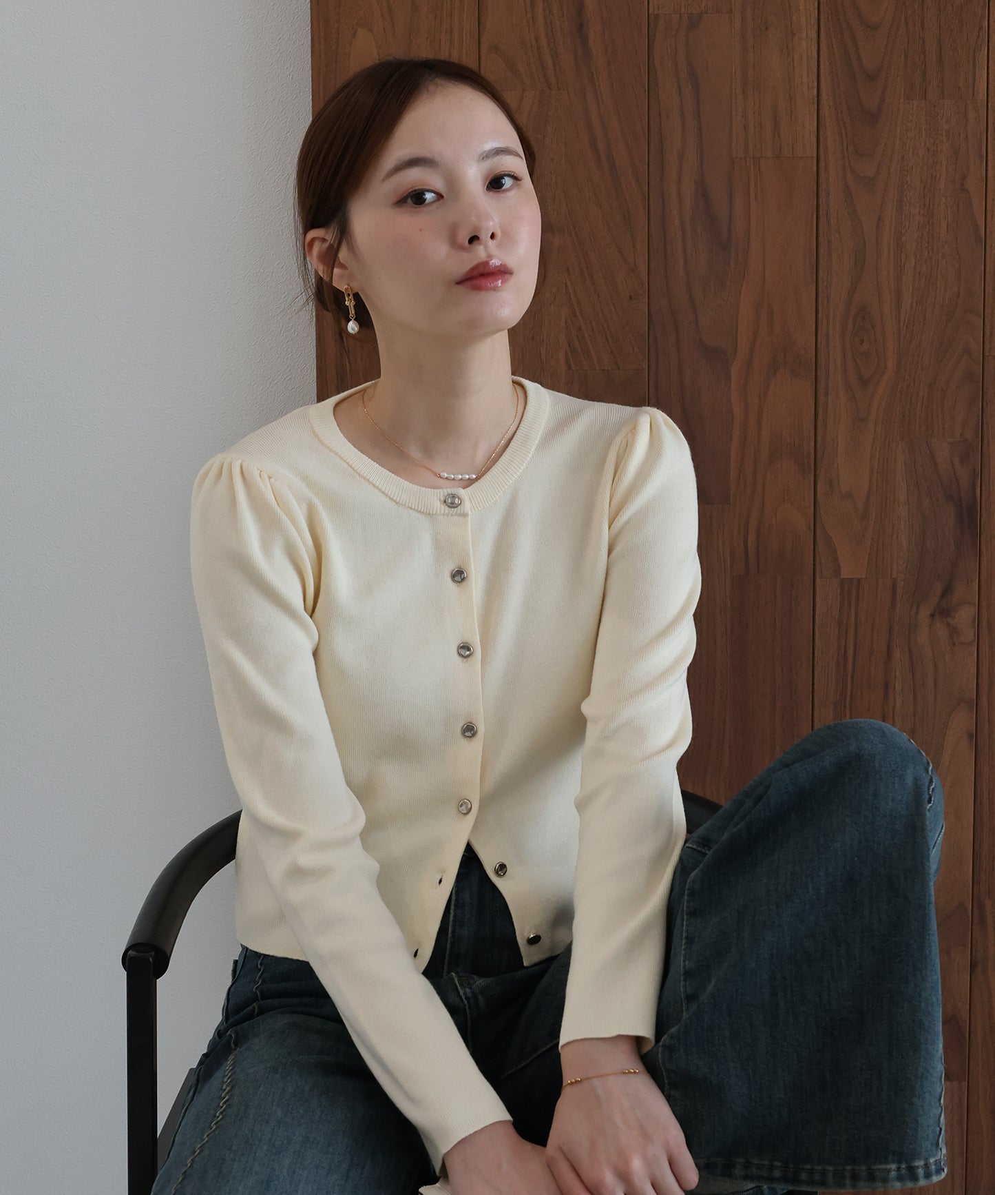 【早割5％OFF】ニュアンスボタンコンパクトカーディガン