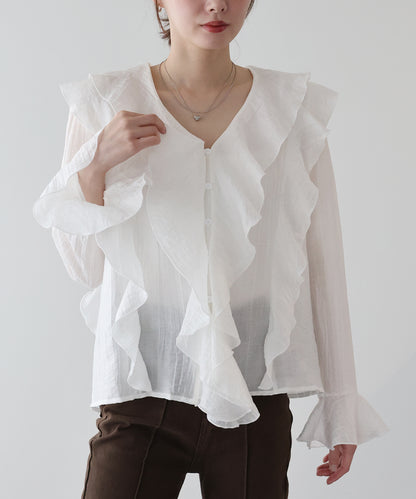 【早割5％OFF】フロントフリルブラウス【ネコポス】