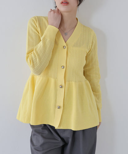 【SALE】メッシュペプラムカーディガン[J by blue]