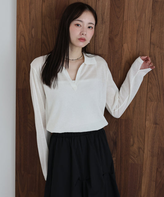 【早割5％OFF】スキッパーシアーニット