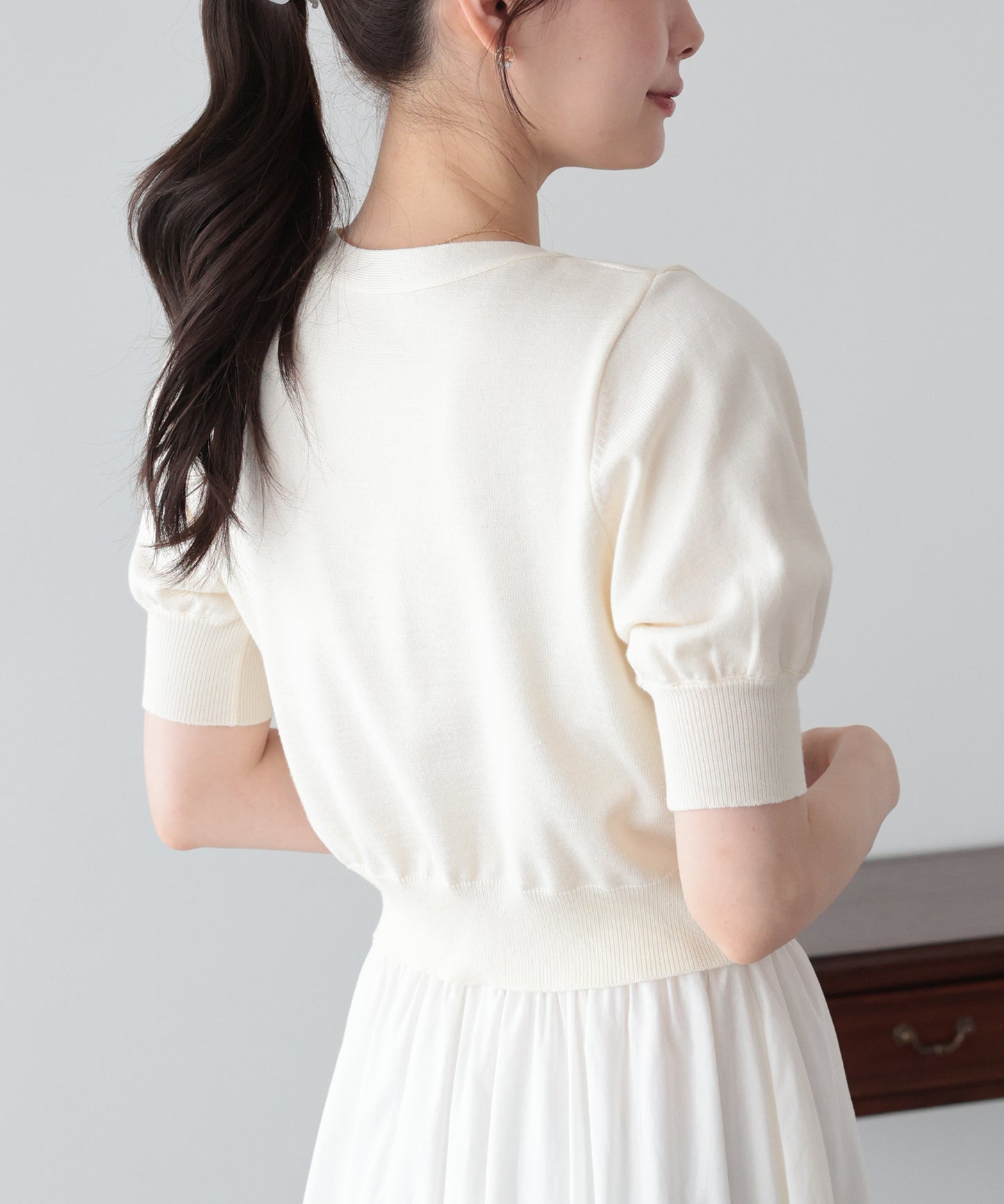 【早割5％OFF】パールボタンボウタイリボンニット