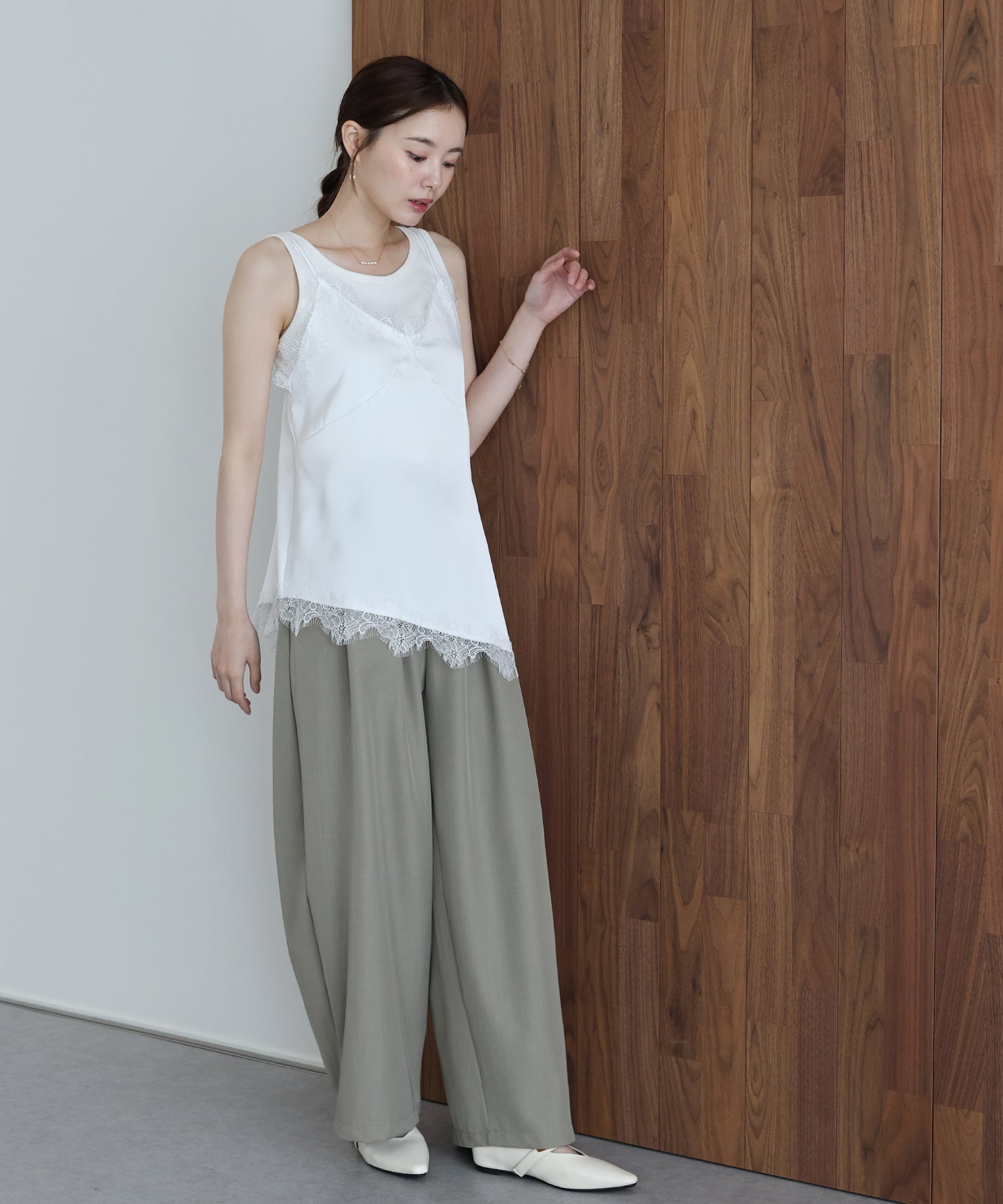 【早割5％OFF】レースサテンキャミソール