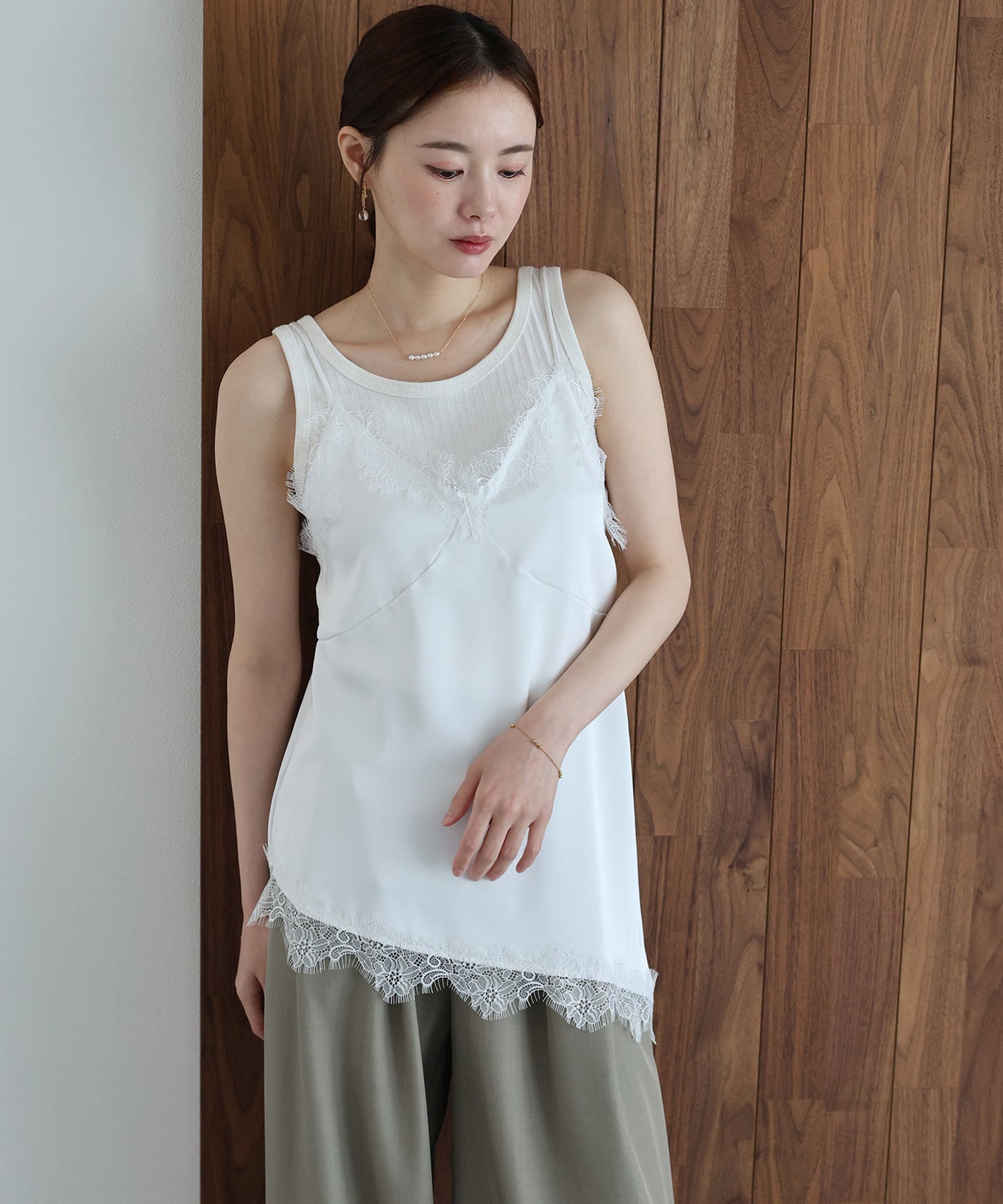 【早割5％OFF】レースサテンキャミソール