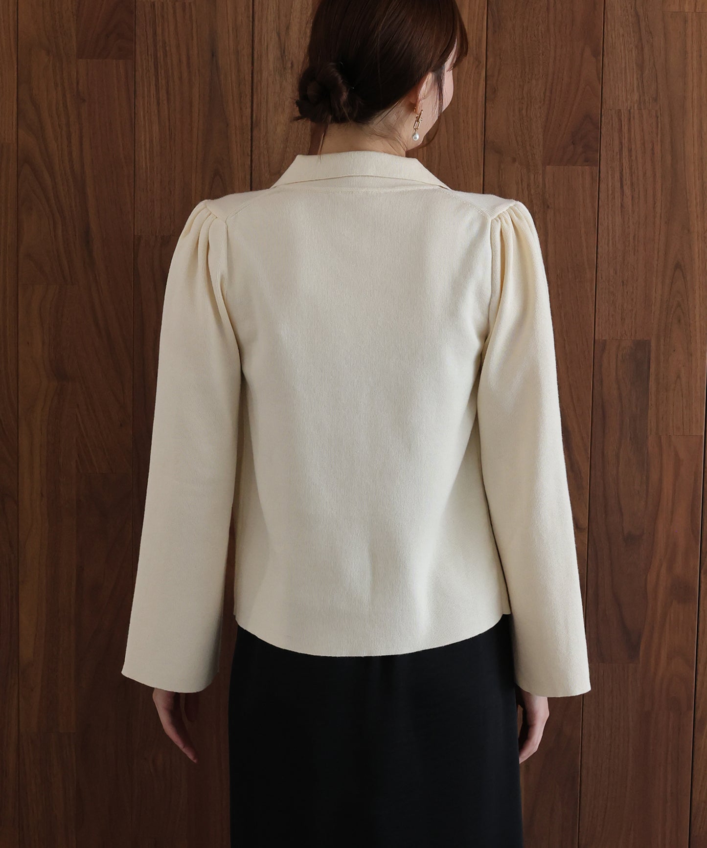 【早割5％OFF】ニュアンスボタンコンパクトポロカーディガン