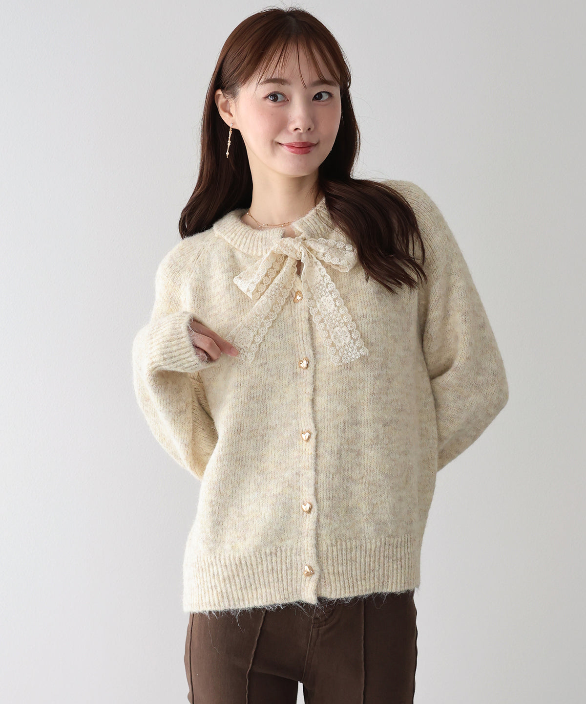 【早割5％OFF】レースリボンカーディガン