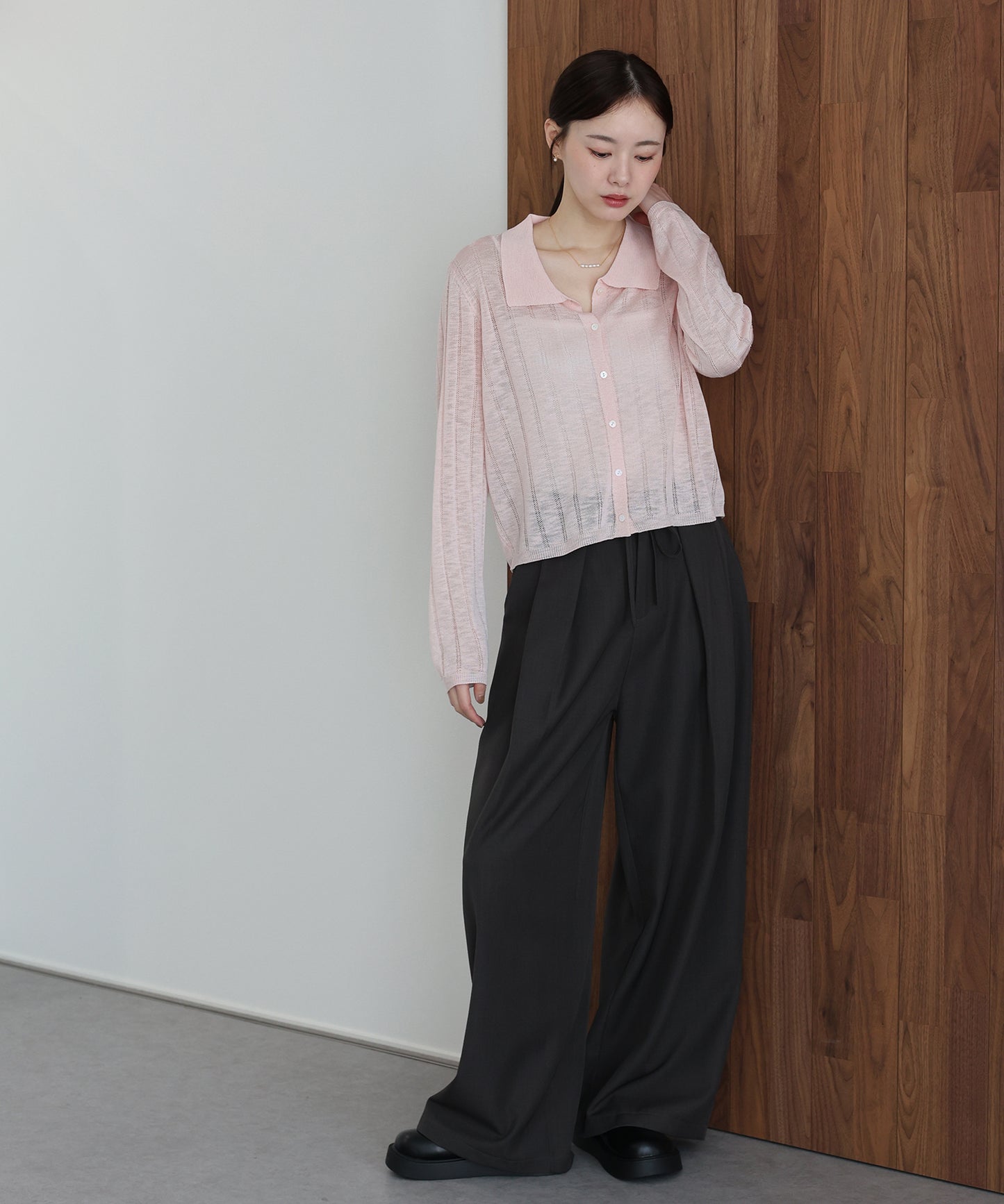 【早割5％OFF】シアーポロニットカーディガン【ネコポス】