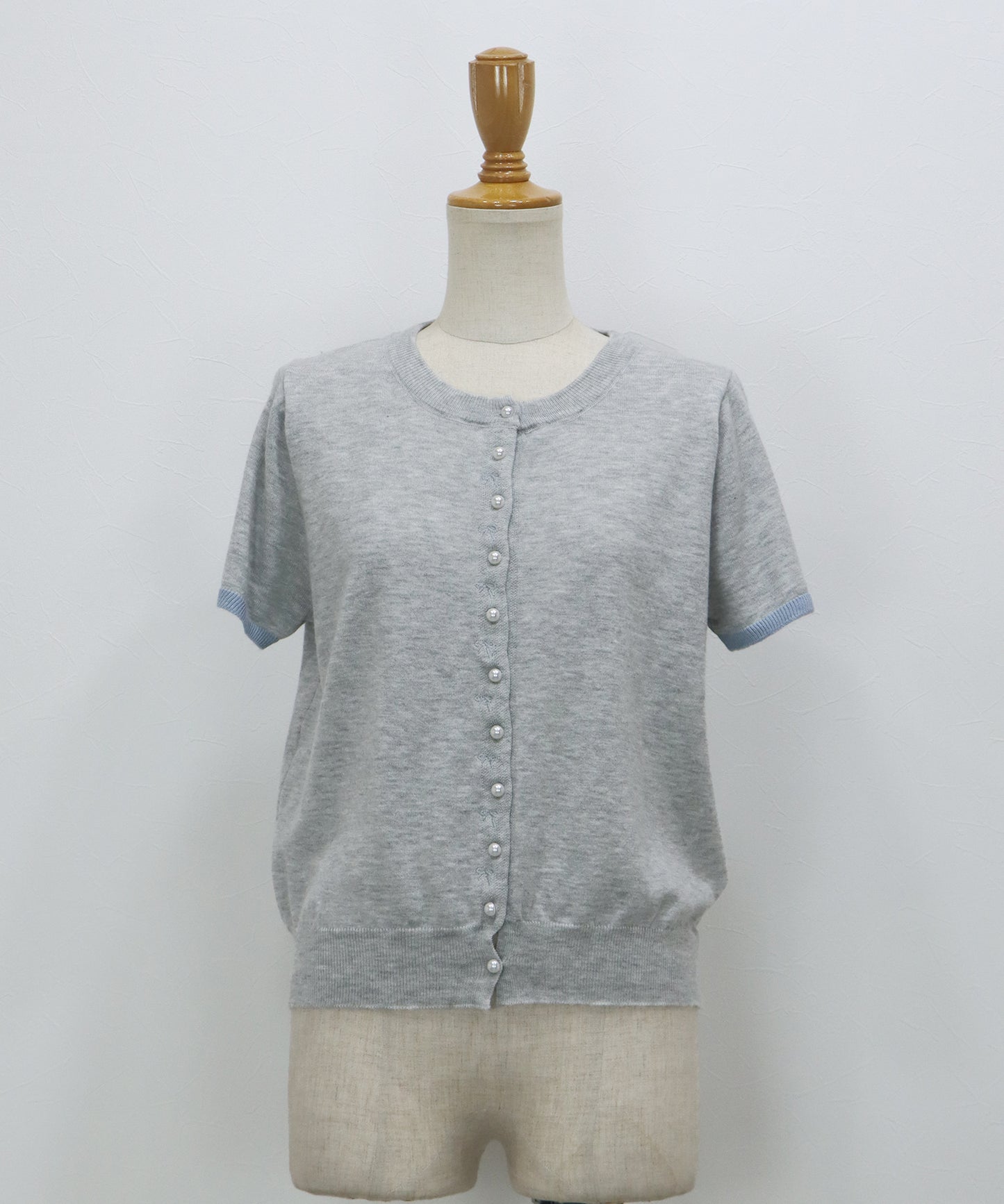 【早割5％OFF】リボン刺繍バイカラーカーディガン