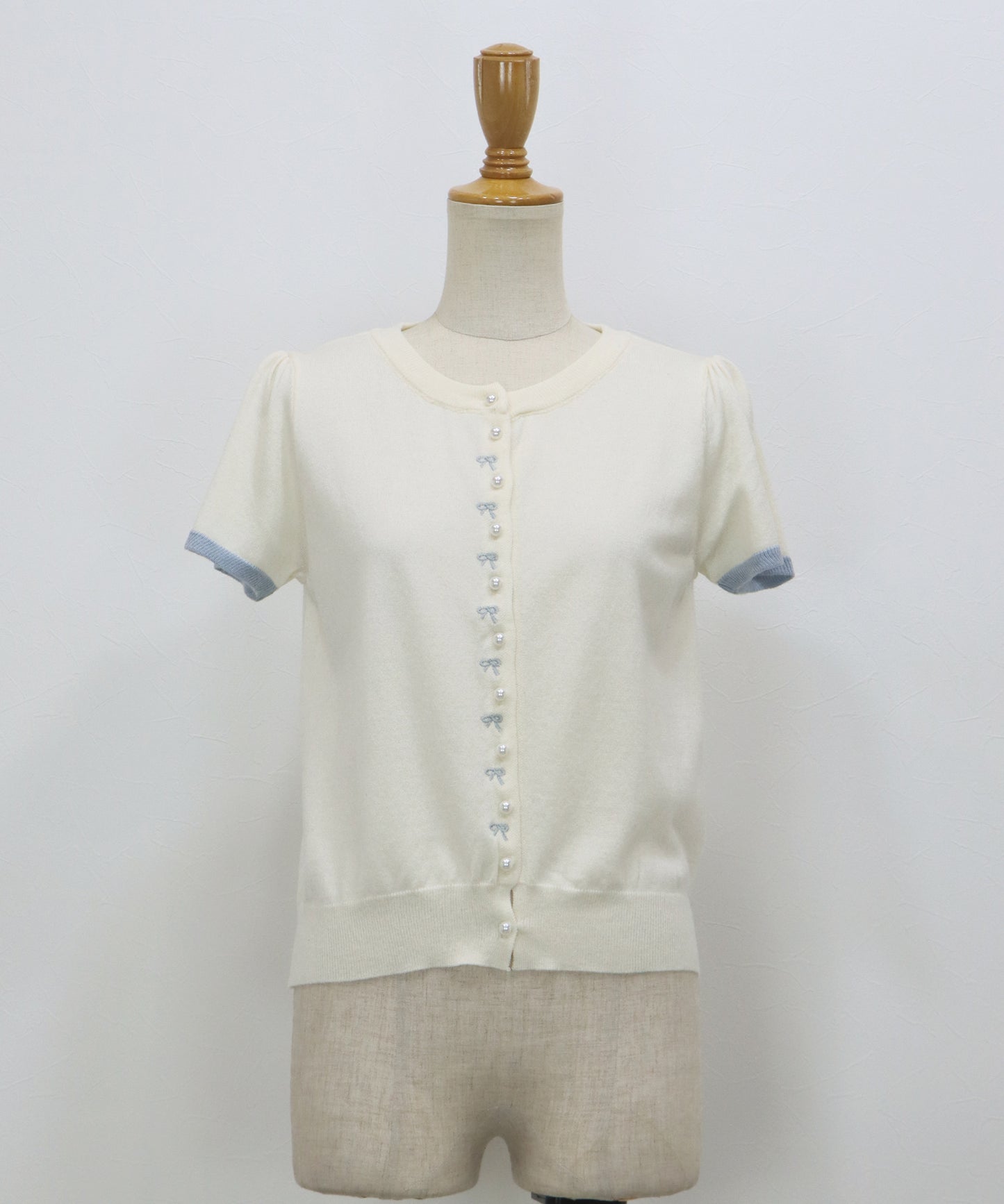 【早割5％OFF】リボン刺繍バイカラーカーディガン