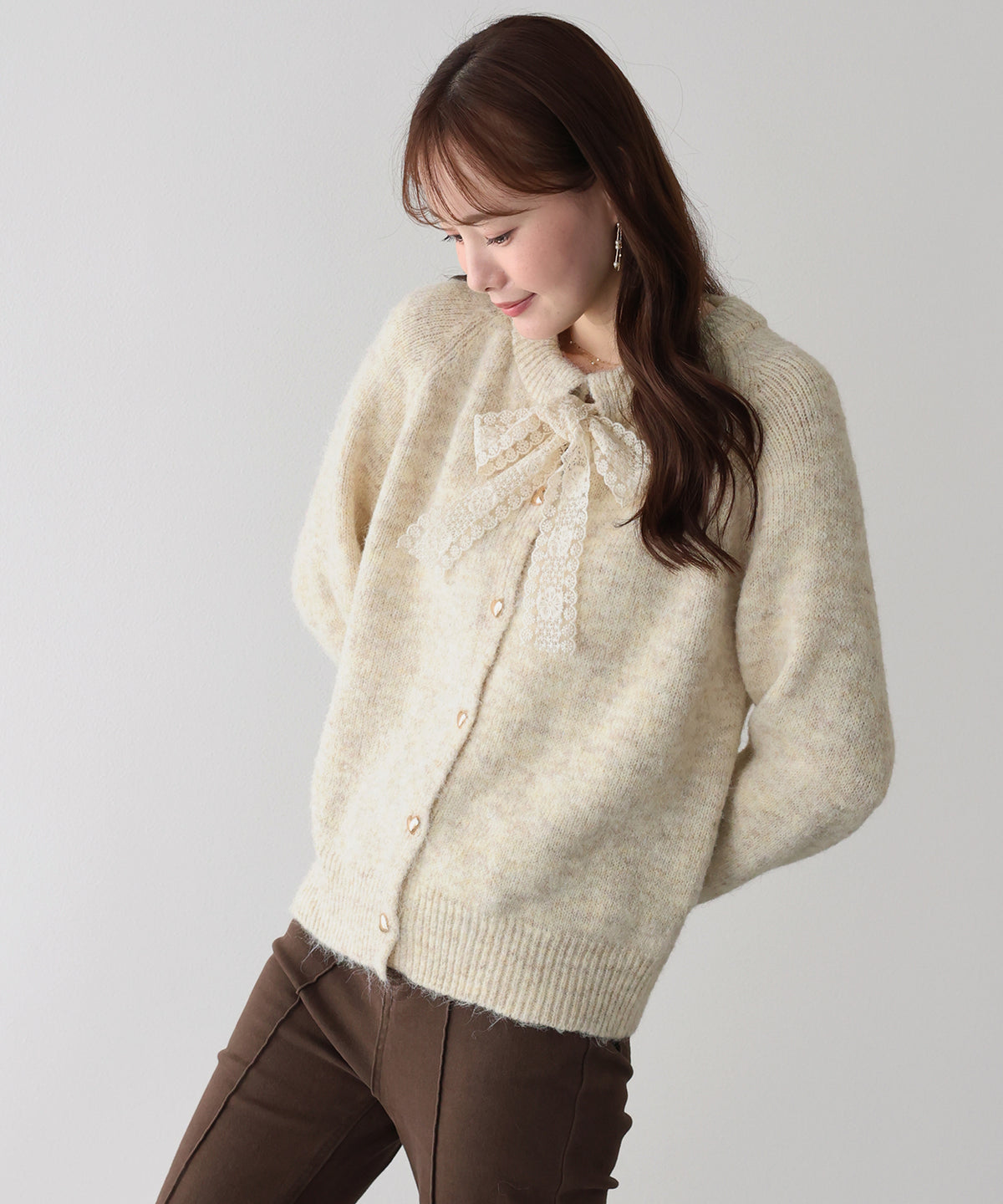 【早割5％OFF】レースリボンカーディガン
