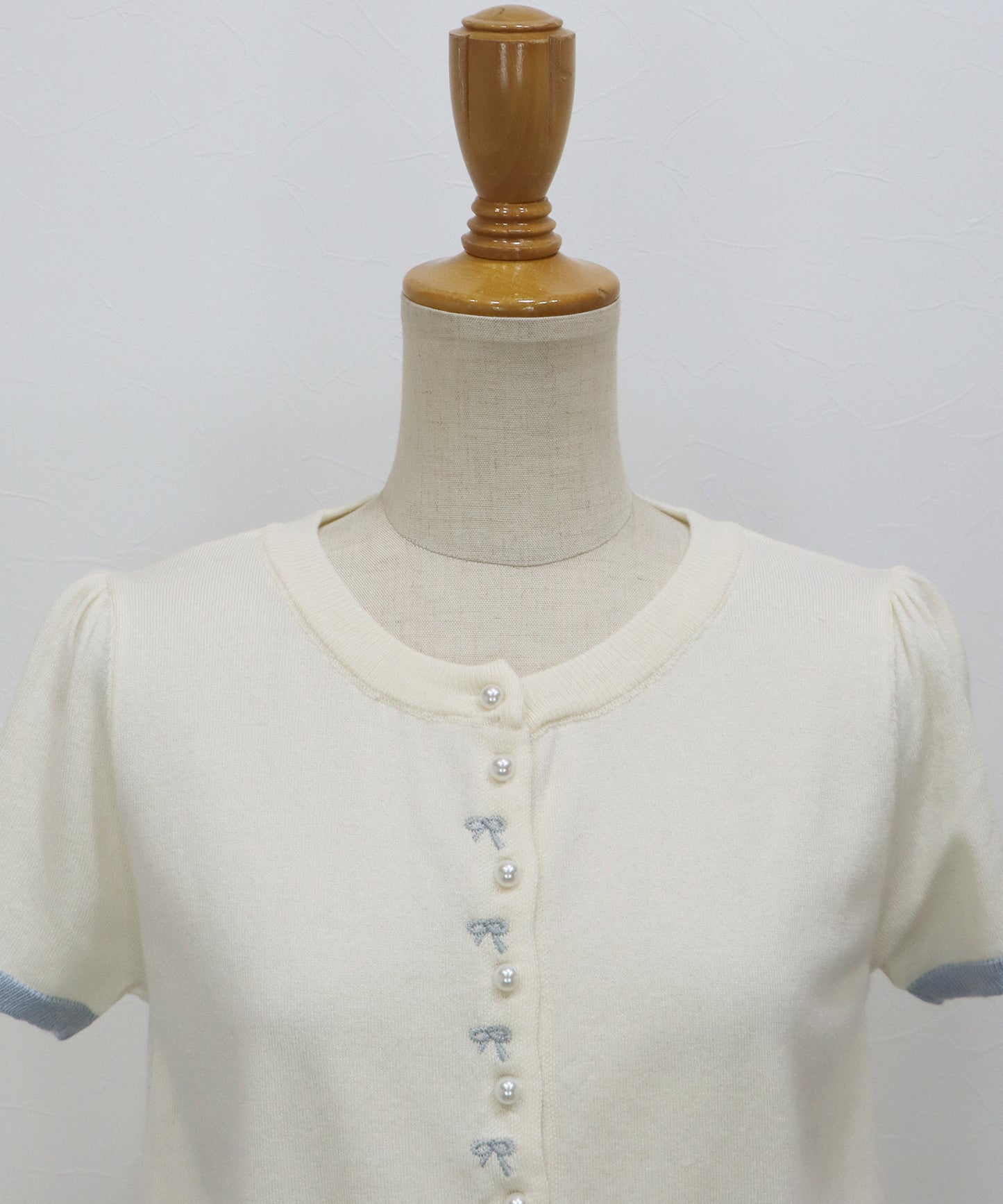 【早割5％OFF】リボン刺繍バイカラーカーディガン