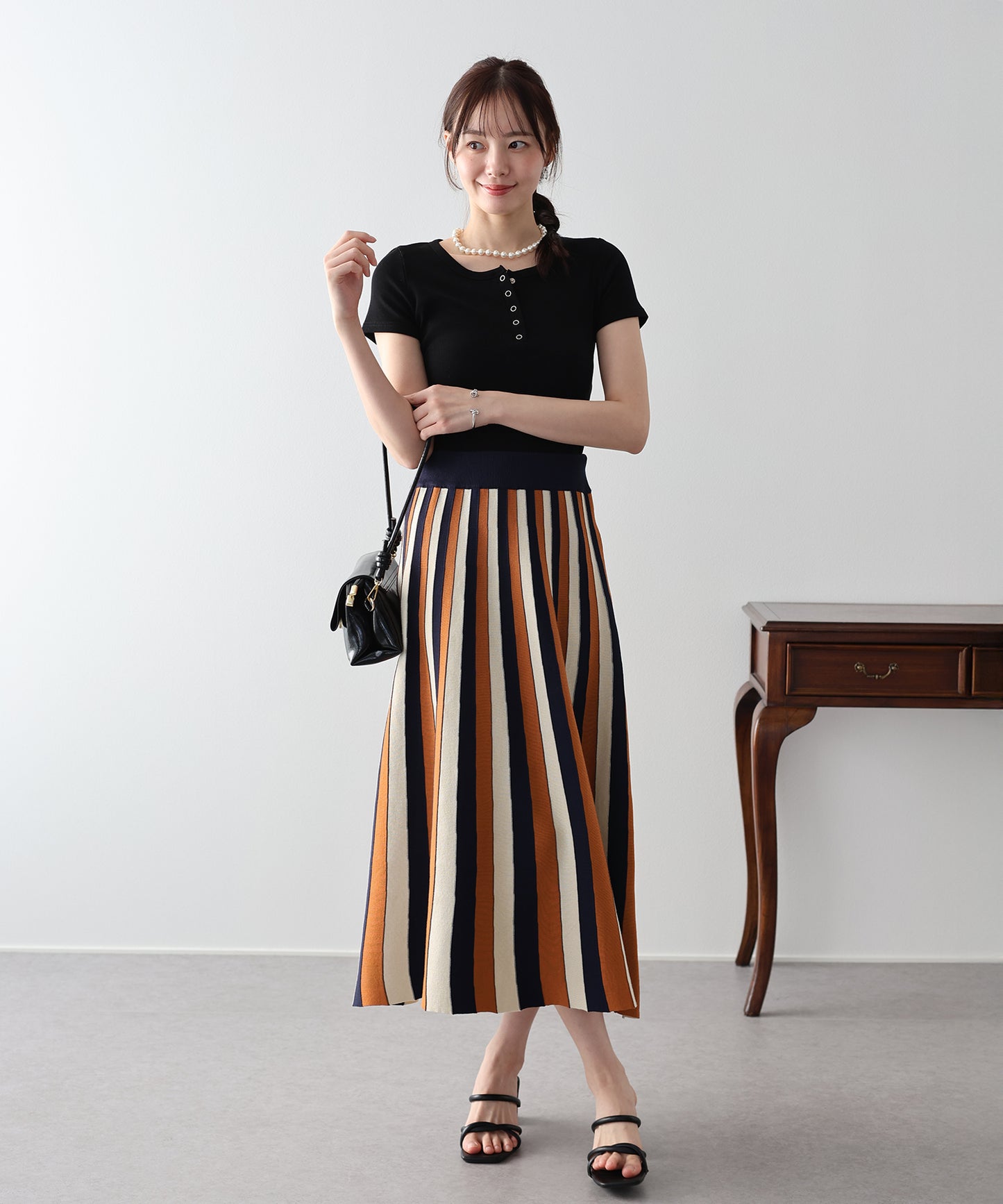 配色ニットスカート