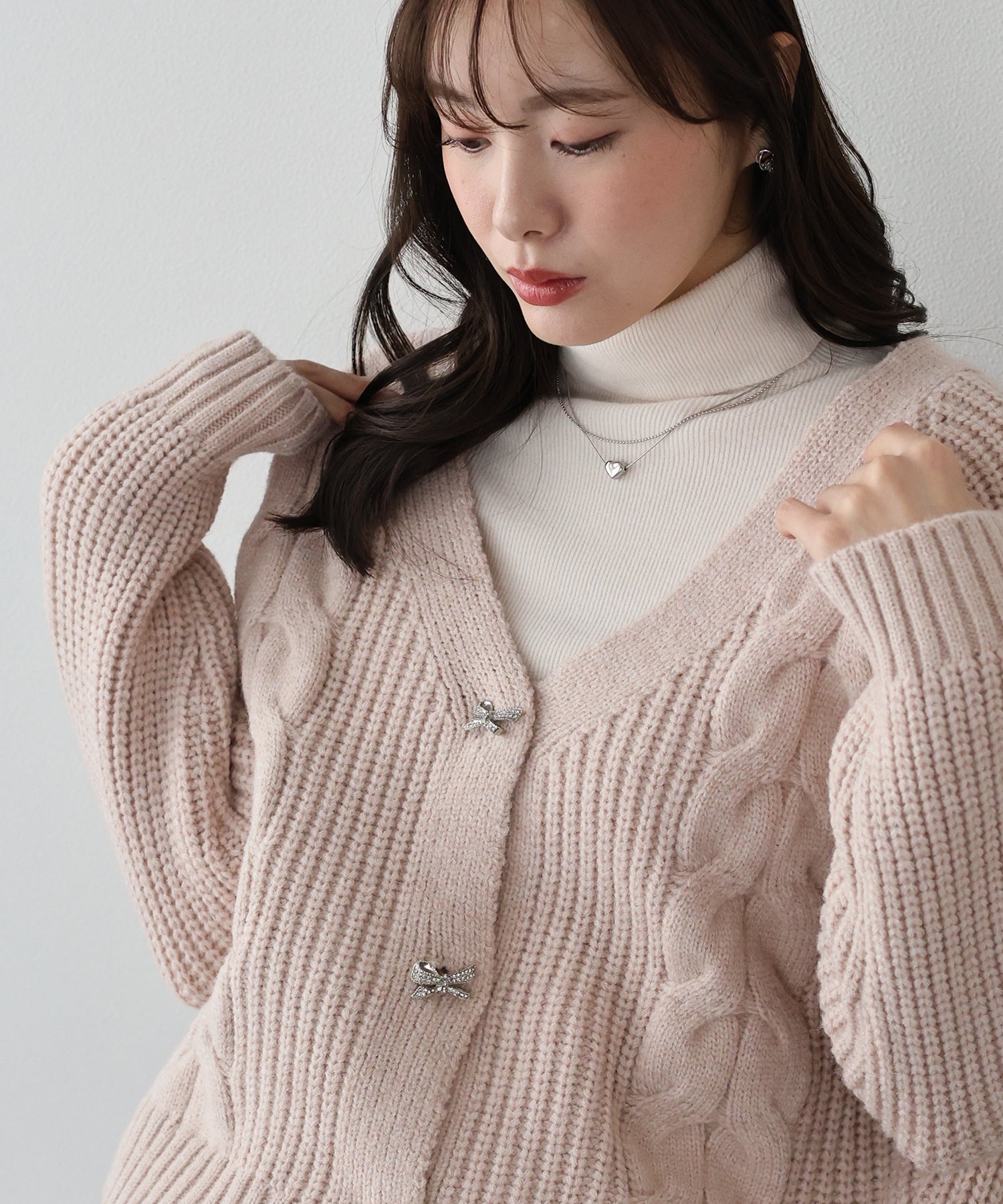 ビジューリボンボタンカーディガン – BLUE ONLINE