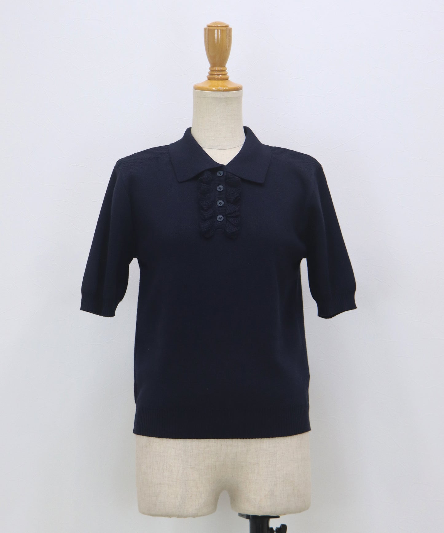 【早割5％OFF】フロントフリルポロニット