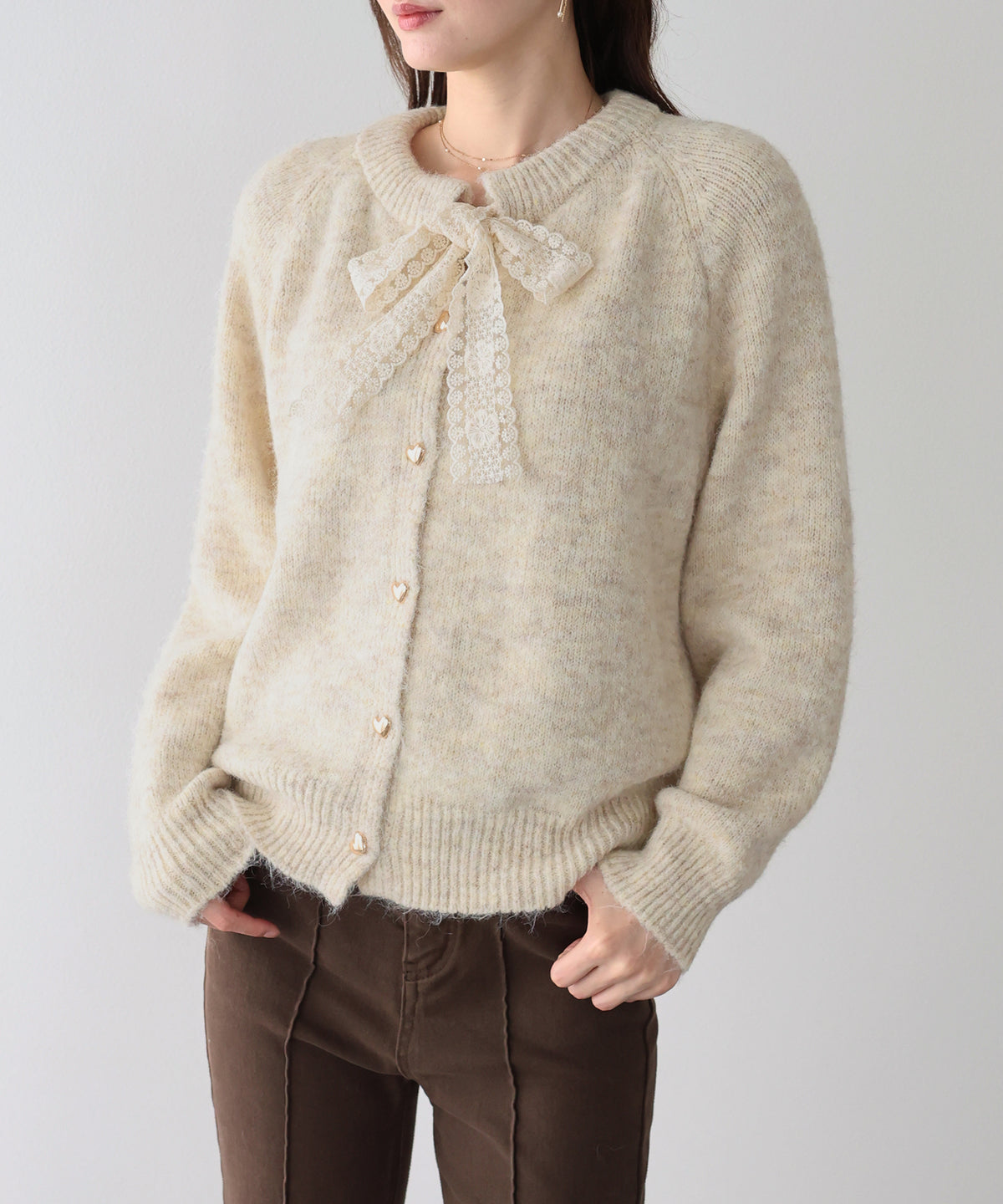 【早割5％OFF】レースリボンカーディガン