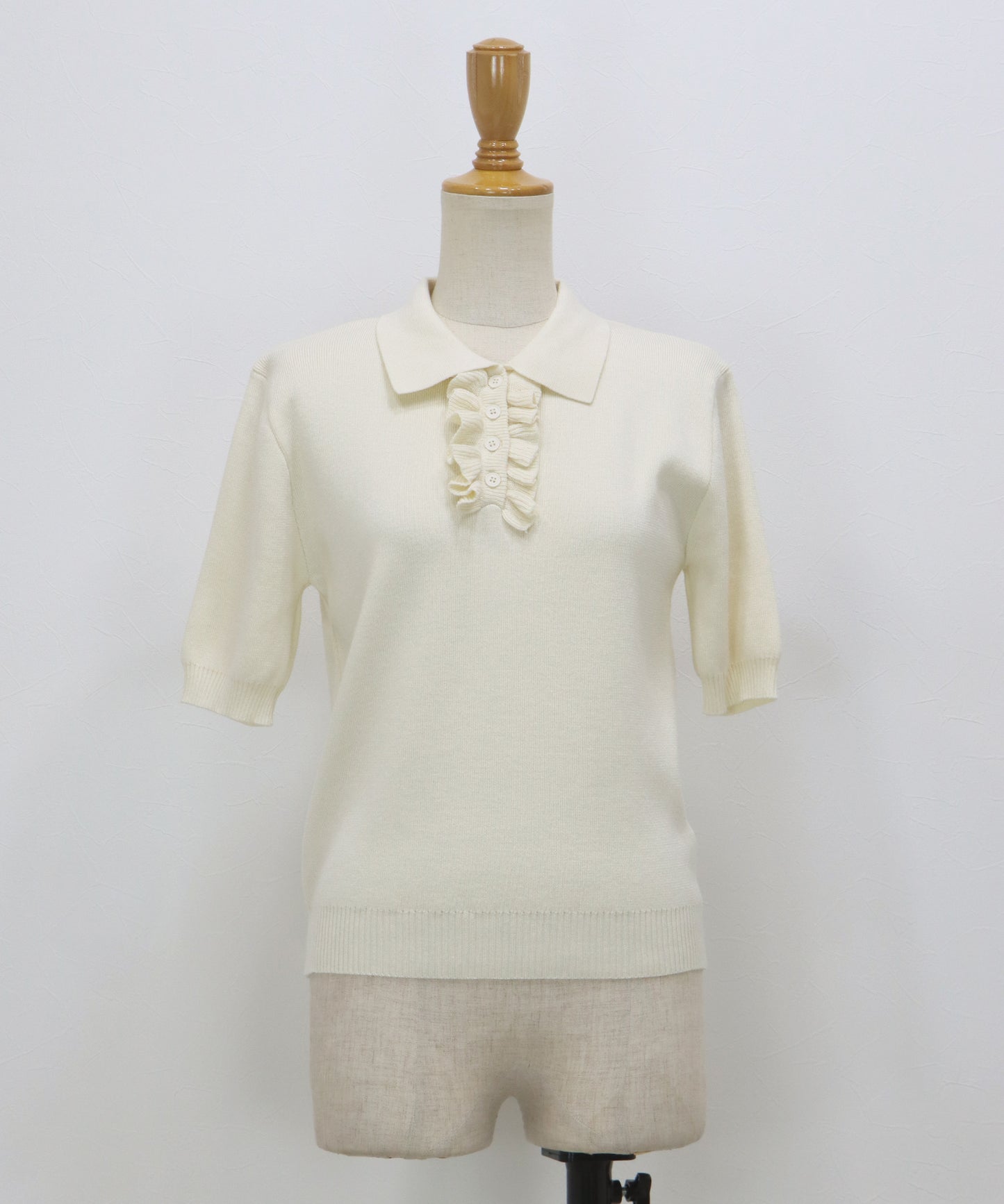 【早割5％OFF】フロントフリルポロニット