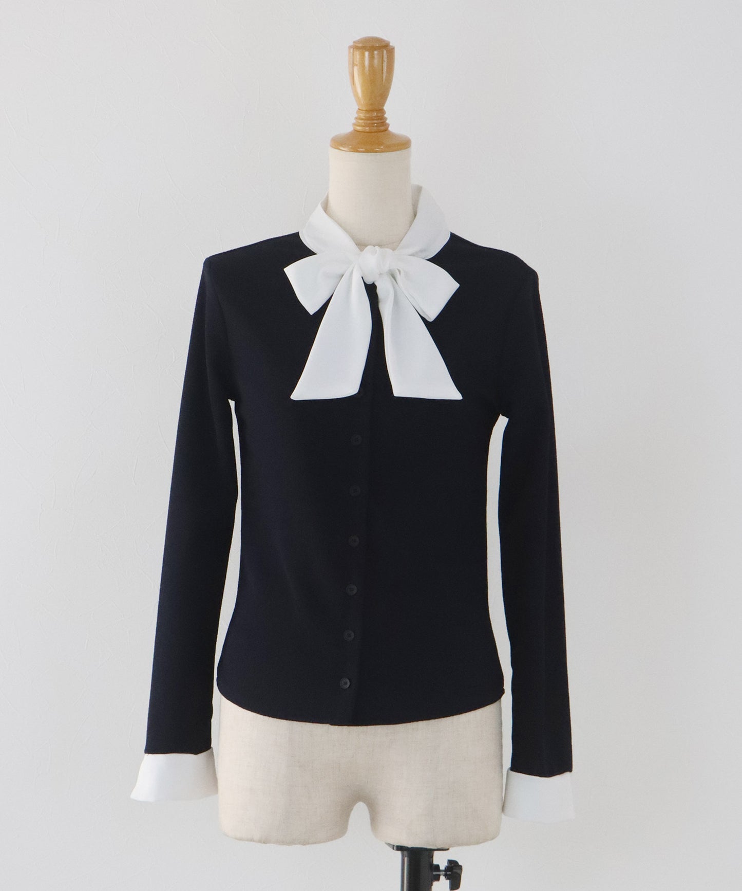 【早割5％OFF】ボウタイシャツドッキングカーディガン