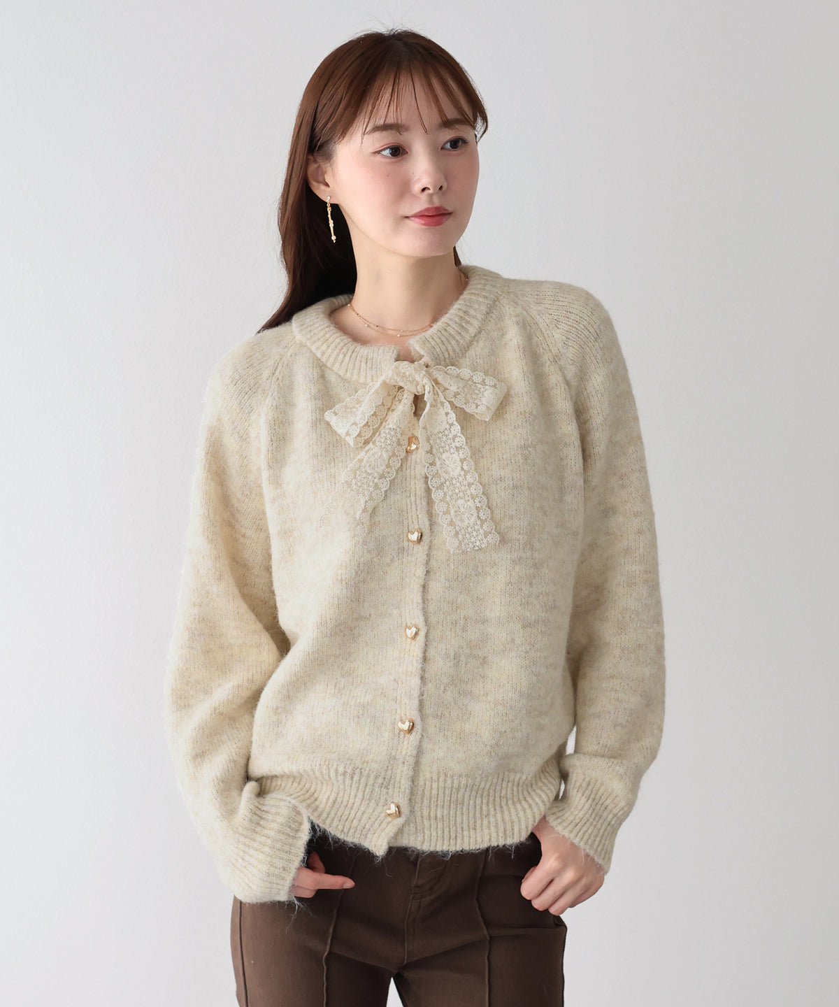 【早割5％OFF】レースリボンカーディガン