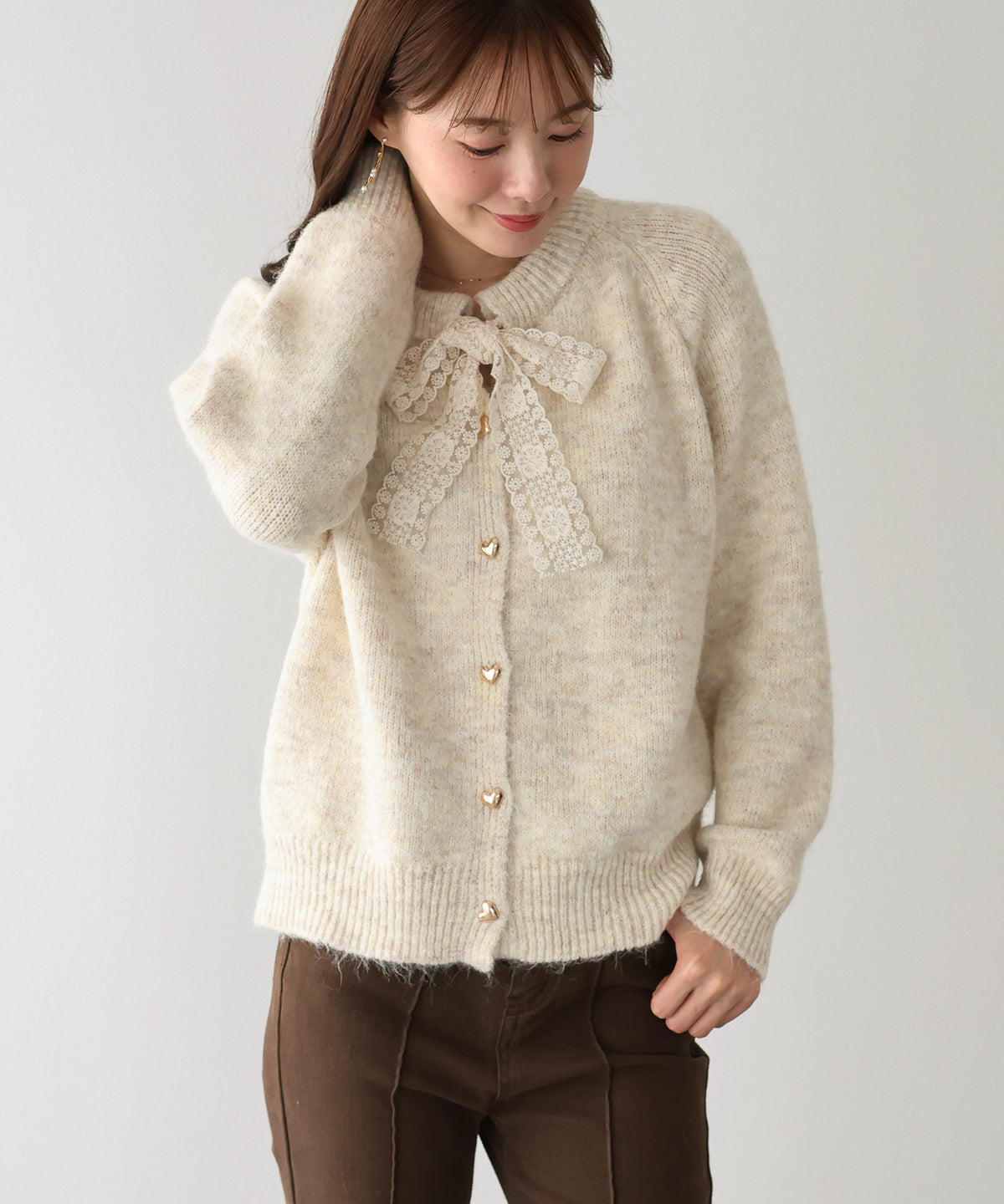 【早割5％OFF】レースリボンカーディガン