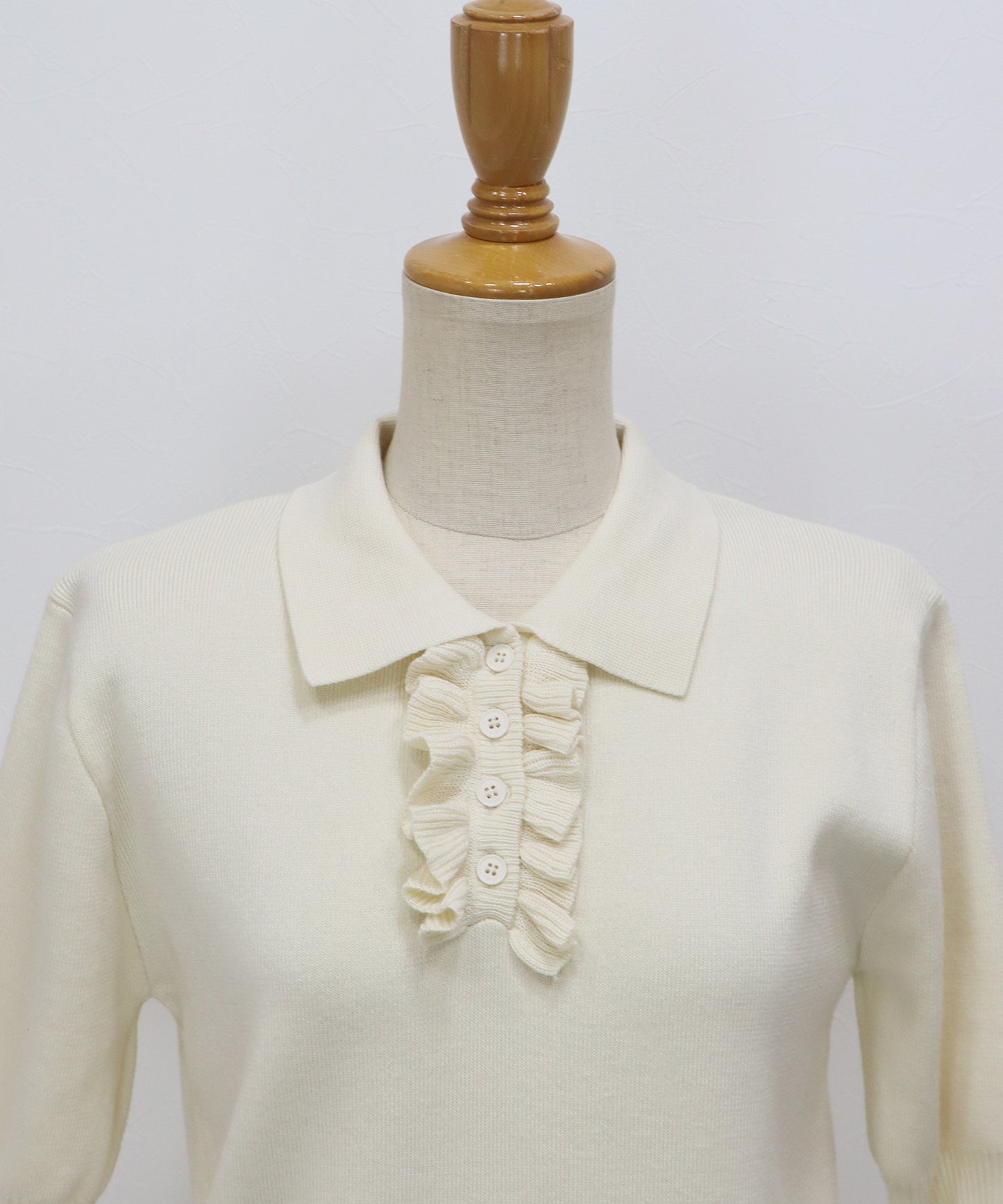 【早割5％OFF】フロントフリルポロニット