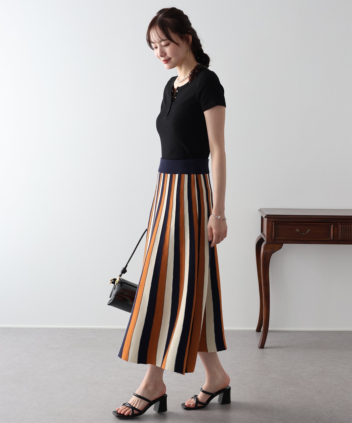 配色ニットスカート