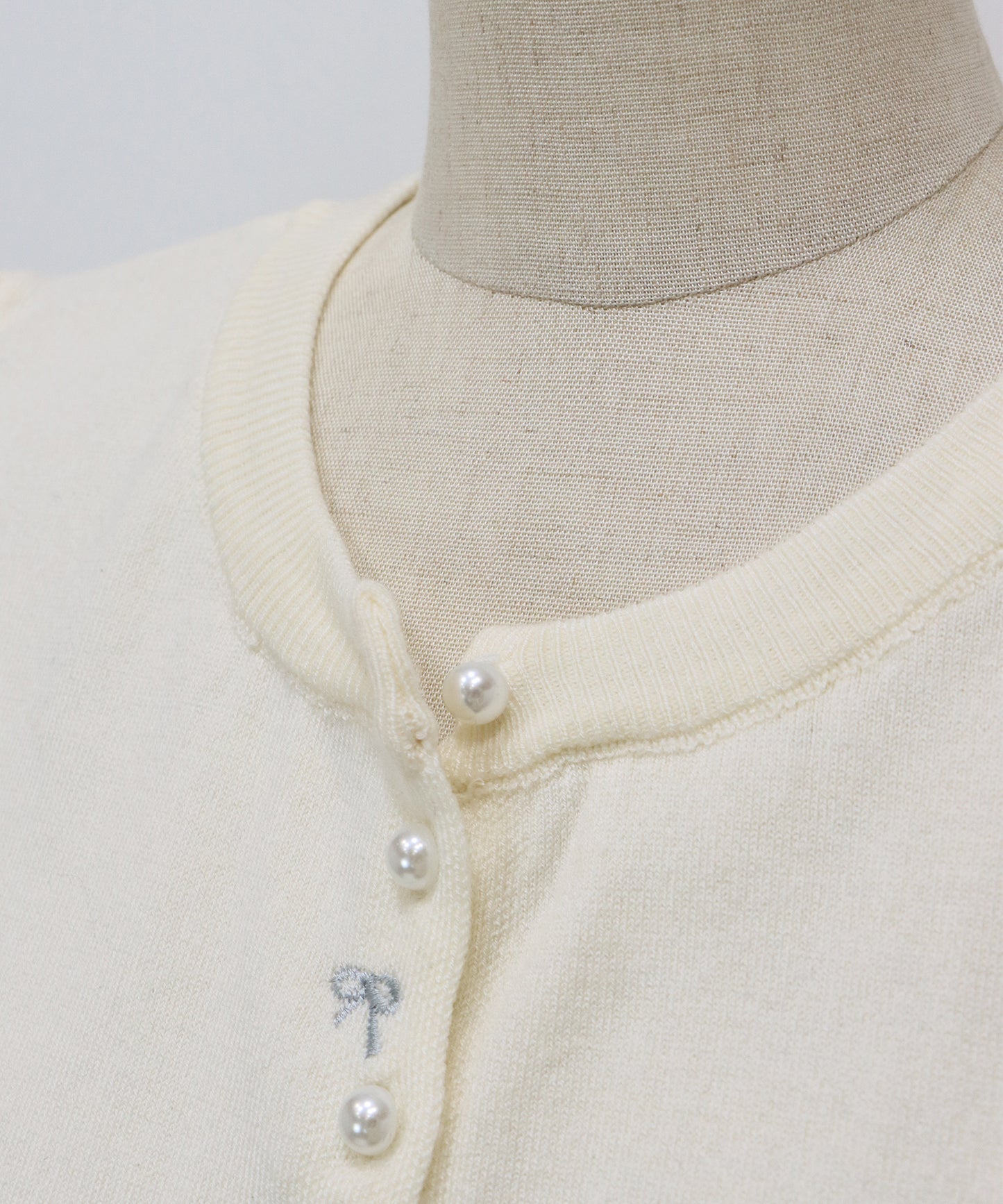 【早割5％OFF】リボン刺繍バイカラーカーディガン