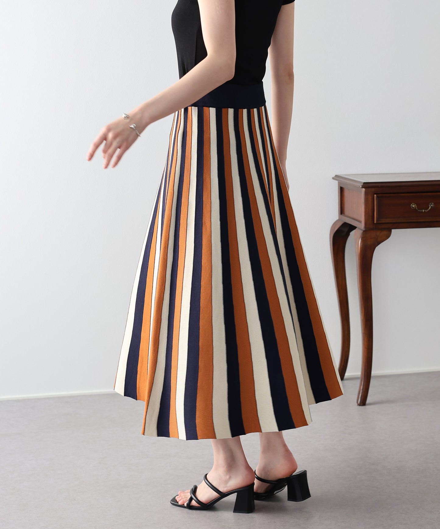 配色ニットスカート