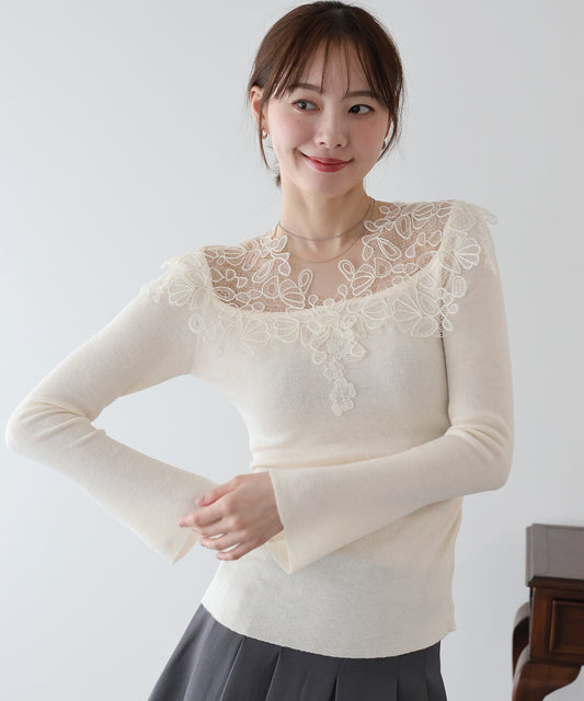 【早割5％OFF】フラワーレースニット【ネコポス】