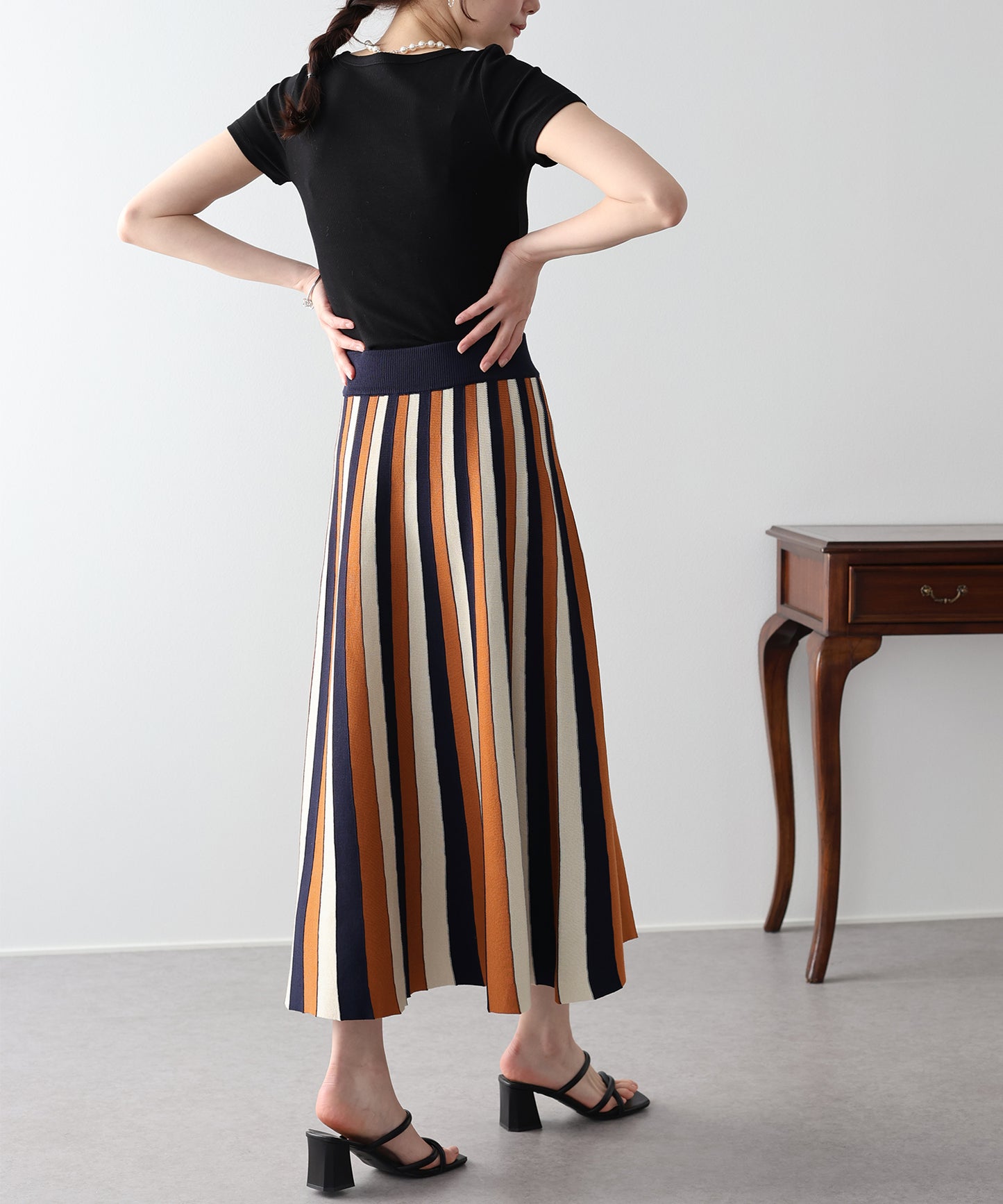 配色ニットスカート