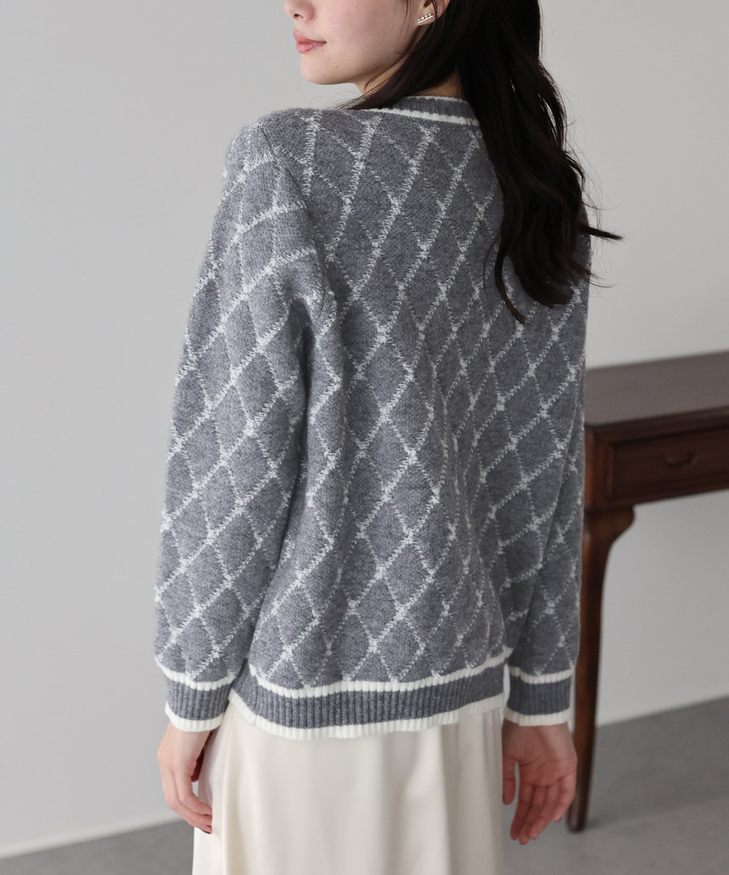 スクエアジャガードカーディガン