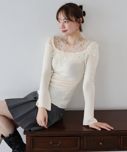 【早割5％OFF】フラワーレースニット【ネコポス】