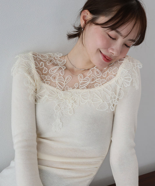 【早割5％OFF】フラワーレースニット【ネコポス】