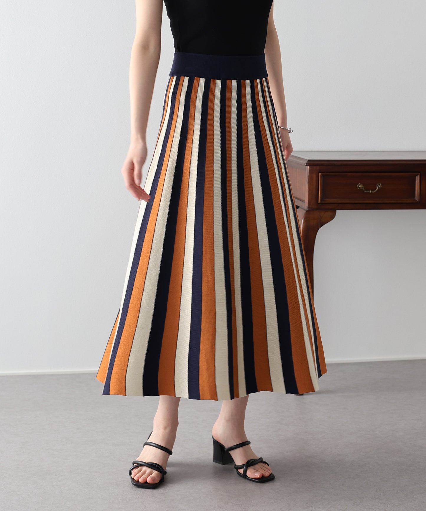 配色ニットスカート